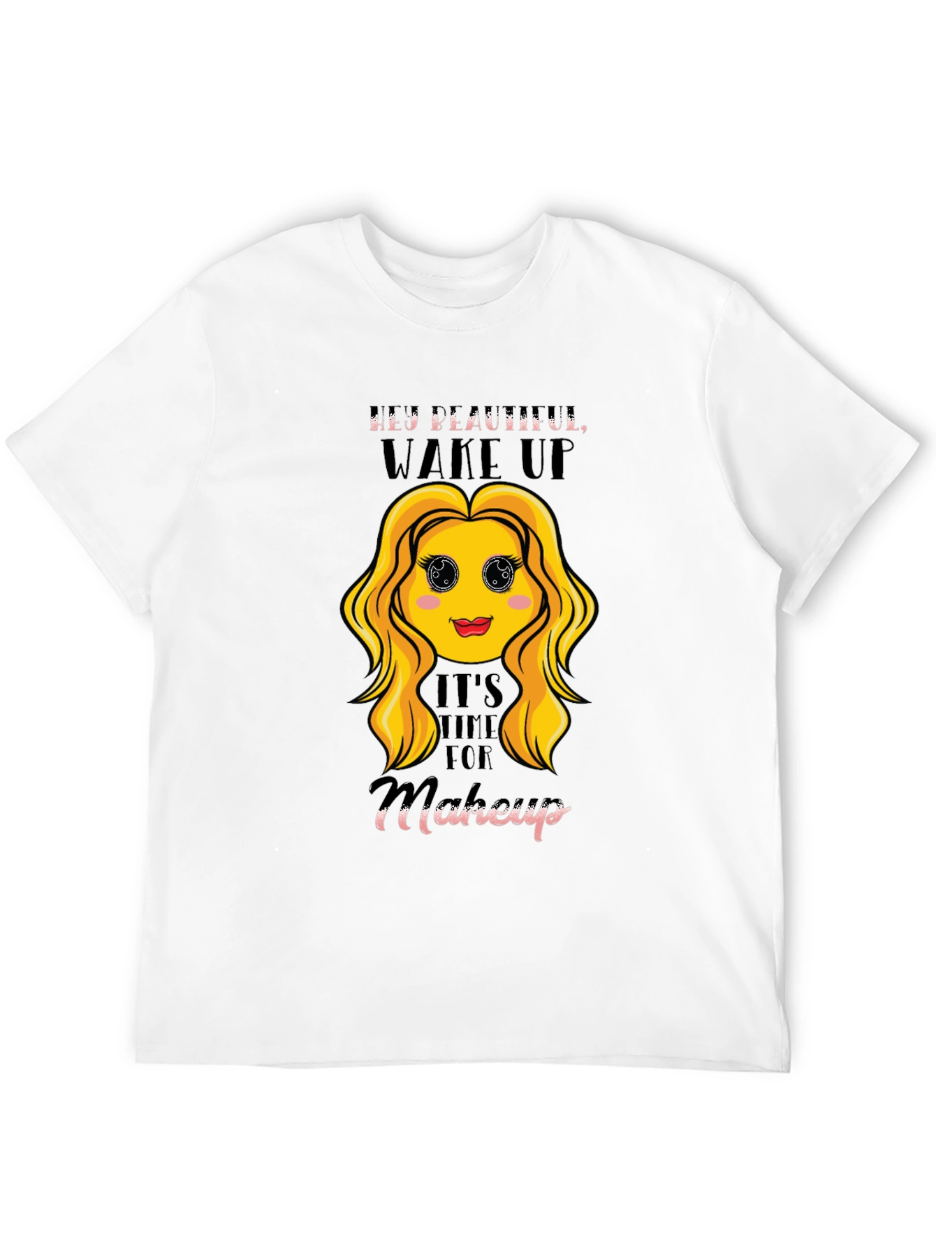 Black Hey Beautiful Wake Up T-Shirt - Makeup Time! view 12