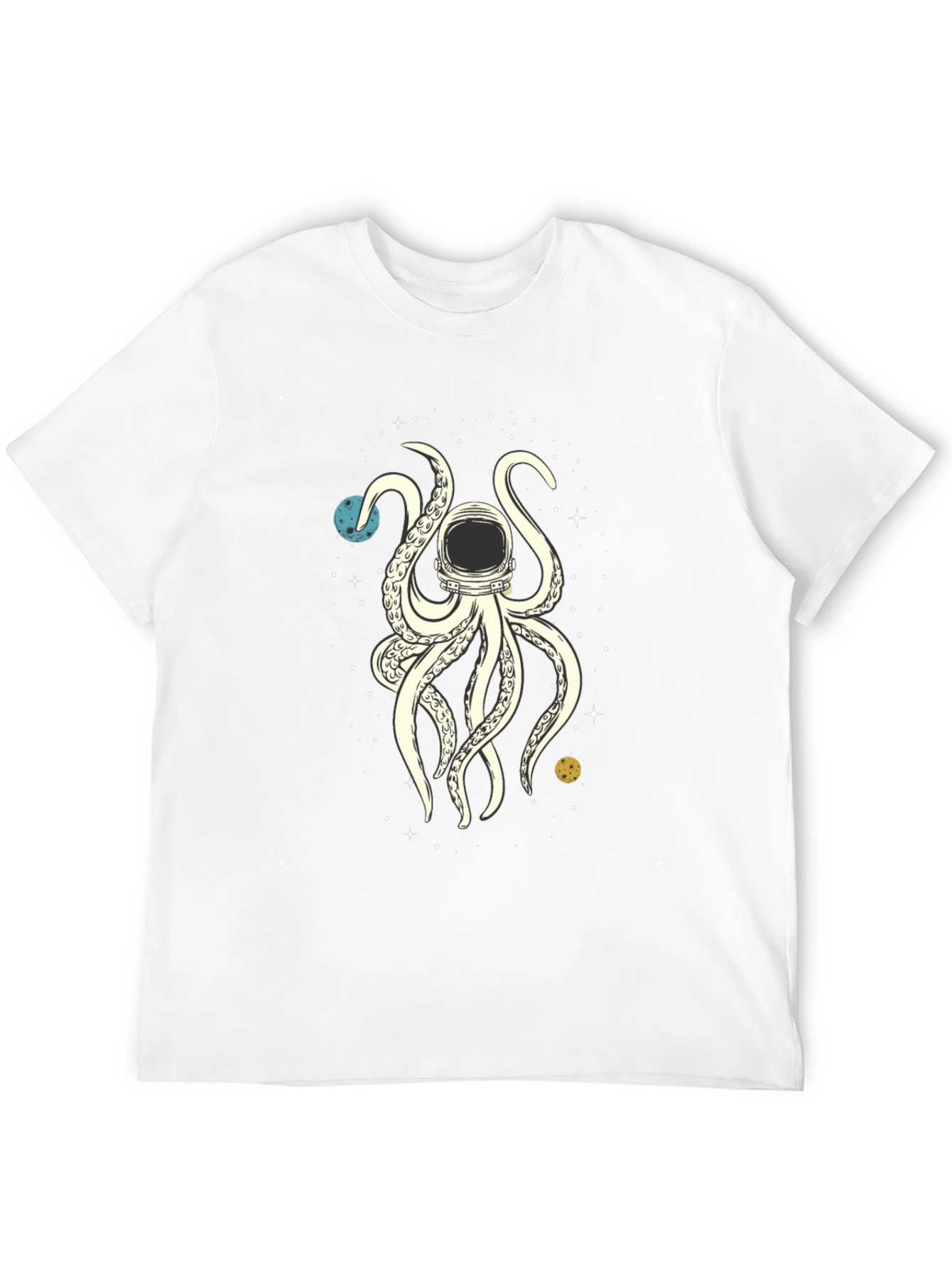 Black Cosmic Kraken Tee: Astronaut Octopus in Space view 12