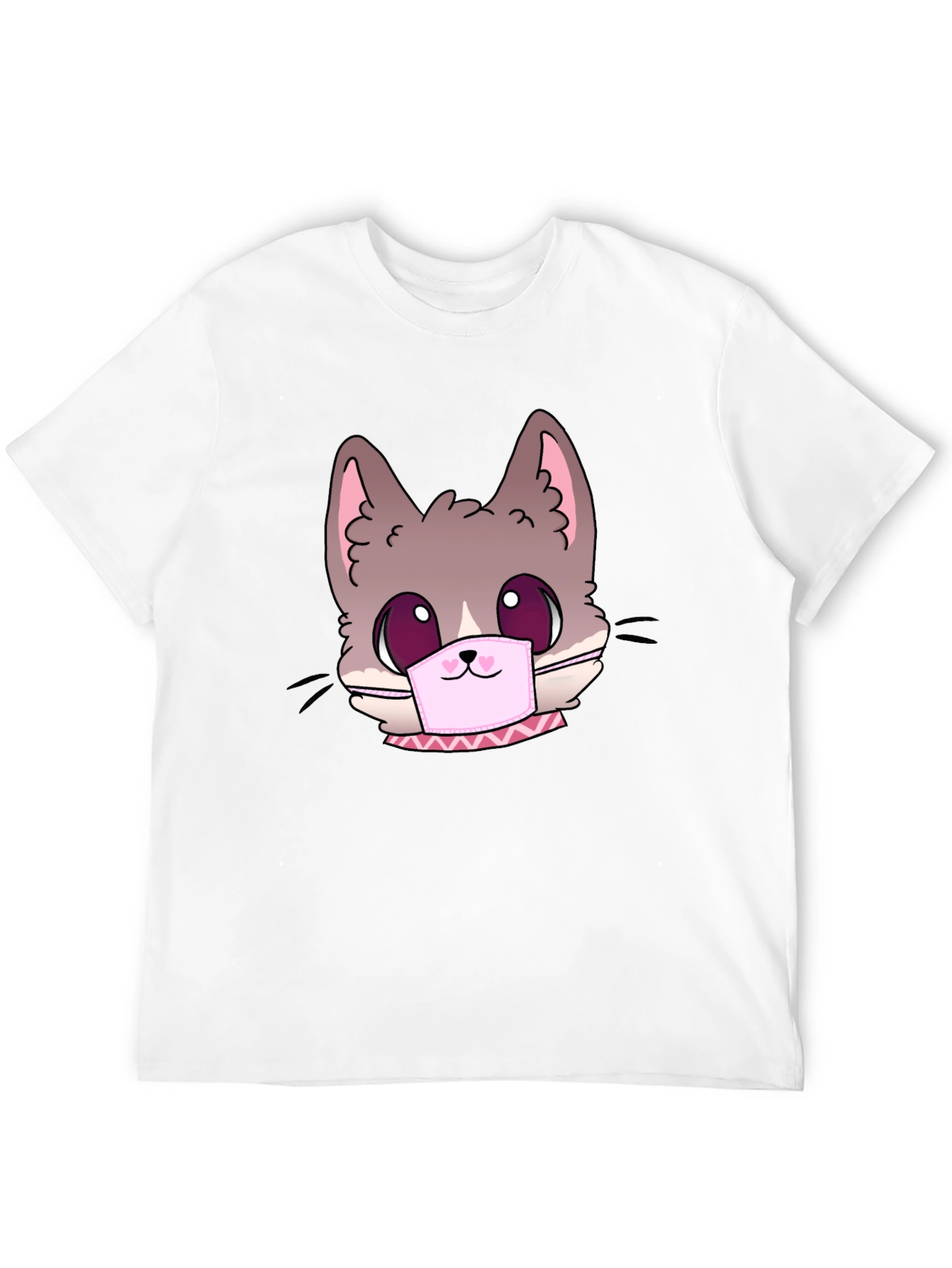 Black Cute Cat Face Mask Graphic T-Shirt view 12