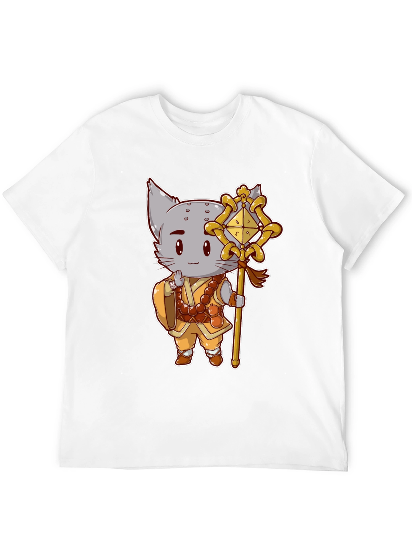Black Monk Cat T-Shirt - Cute Anime Style view 12
