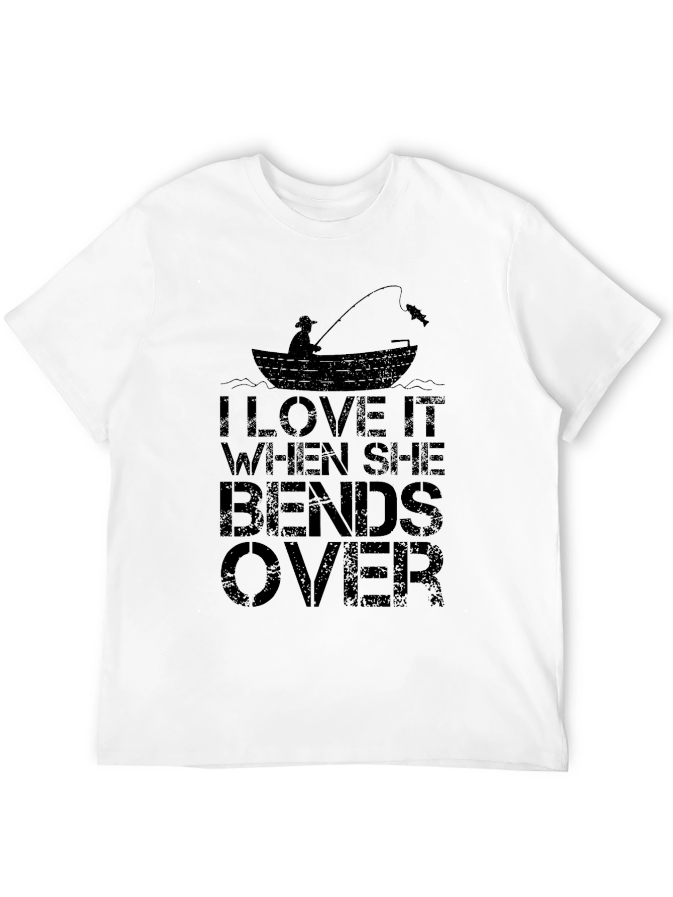 Black Fishing Humor Graphic Tee - Bends Over view 12