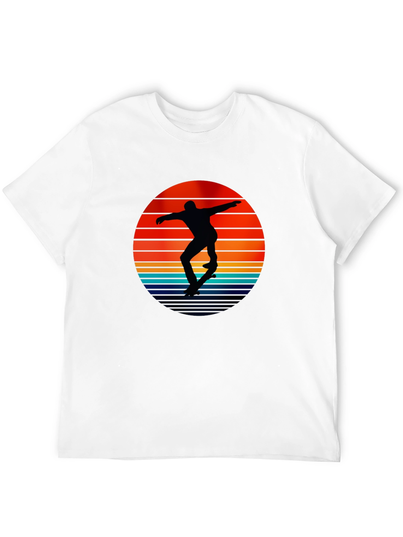 Black Retro Skateboarder Sunset Graphic T-Shirt view 12