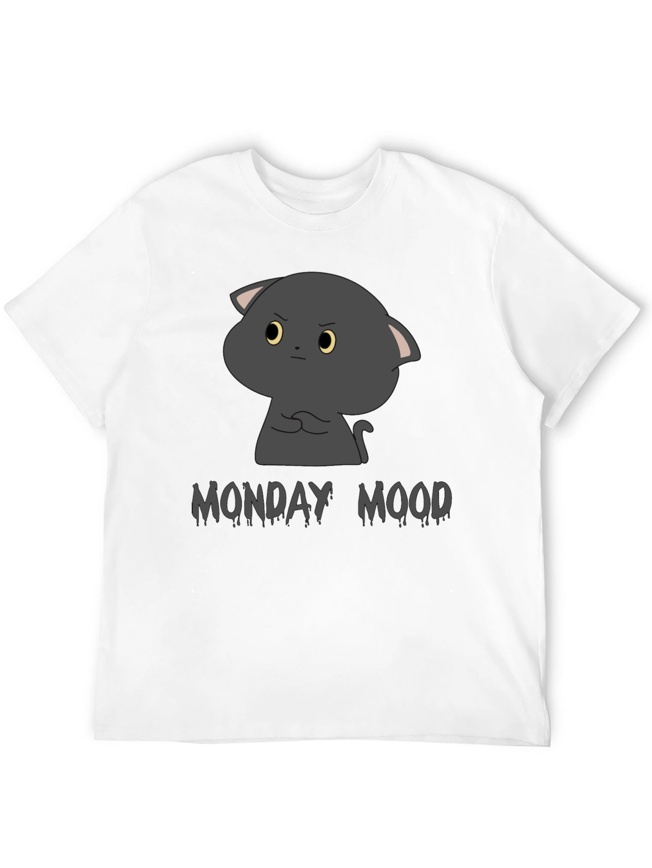 Black Monday Mood Grumpy Cat Black T-Shirt view 12