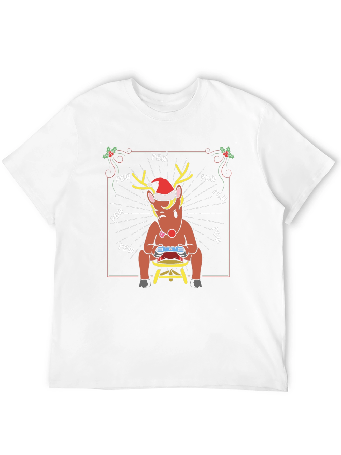 Black Funny Gaming Reindeer Christmas T-Shirt view 12