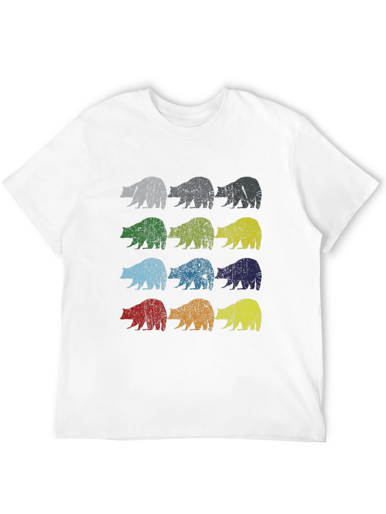 Black Retro Bear Graphic Tee - Black Cotton Casual Shirt view 12