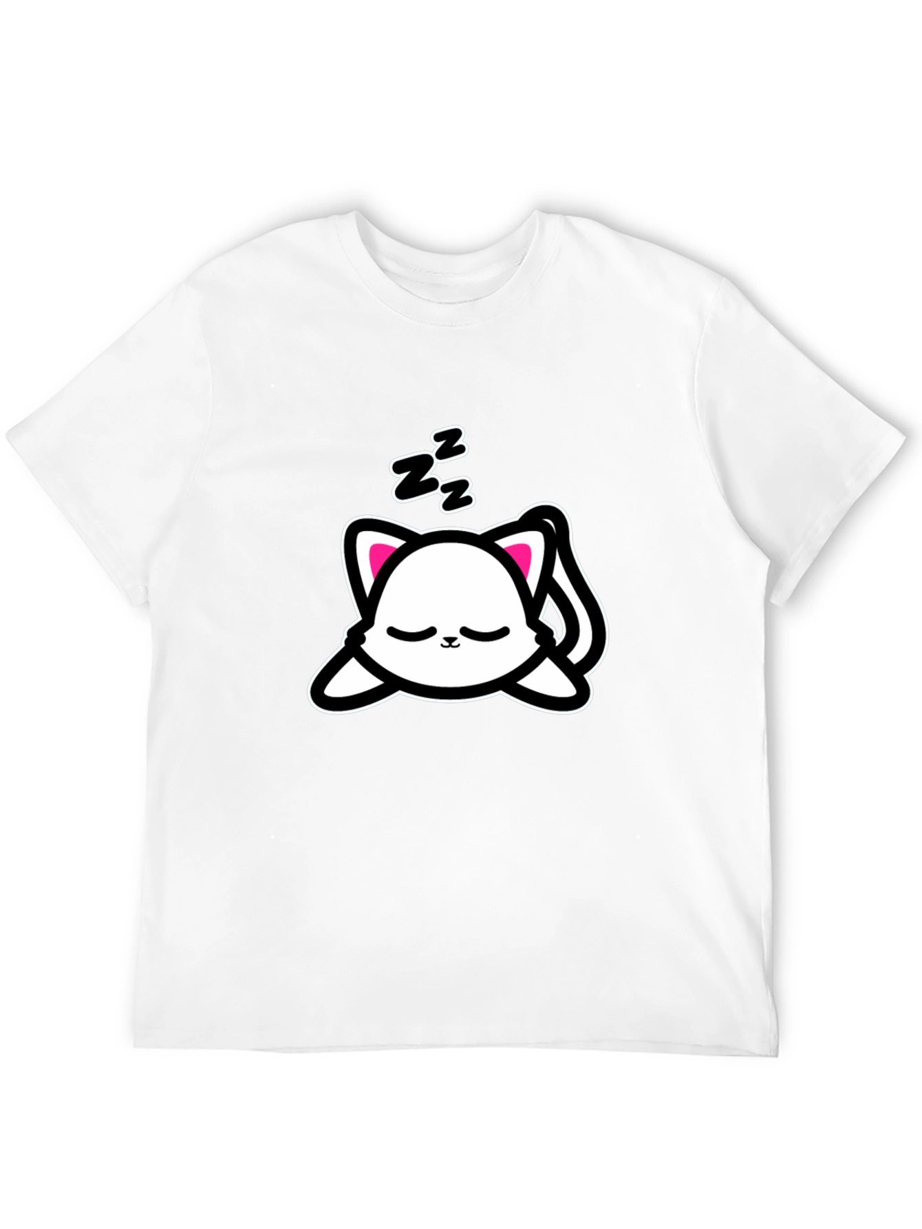 Black Cute Sleeping Cat Graphic Tee - Black view 12