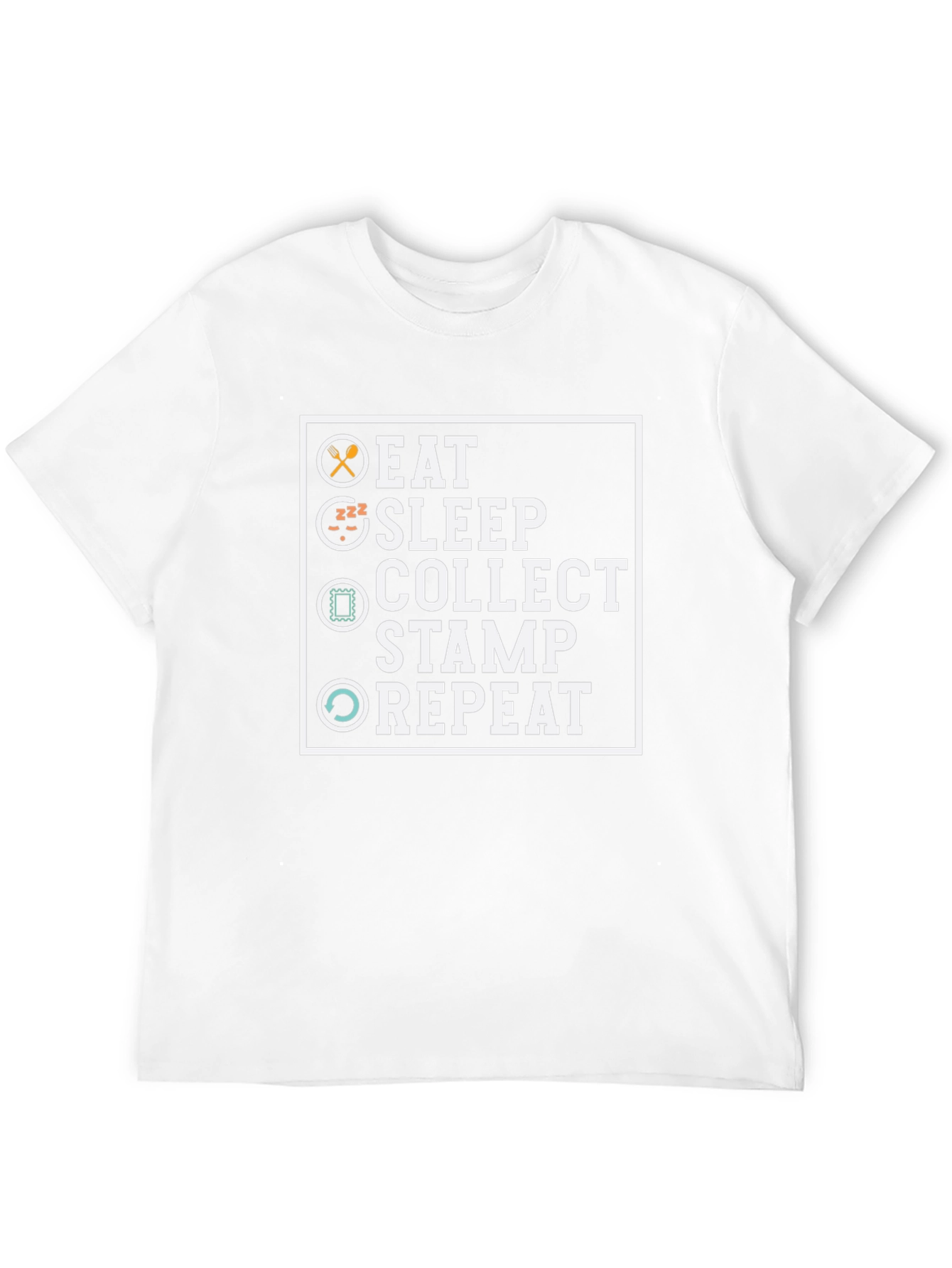 Black Eat Sleep Collect Stamp Repeat Graphic T-Shirt view 12