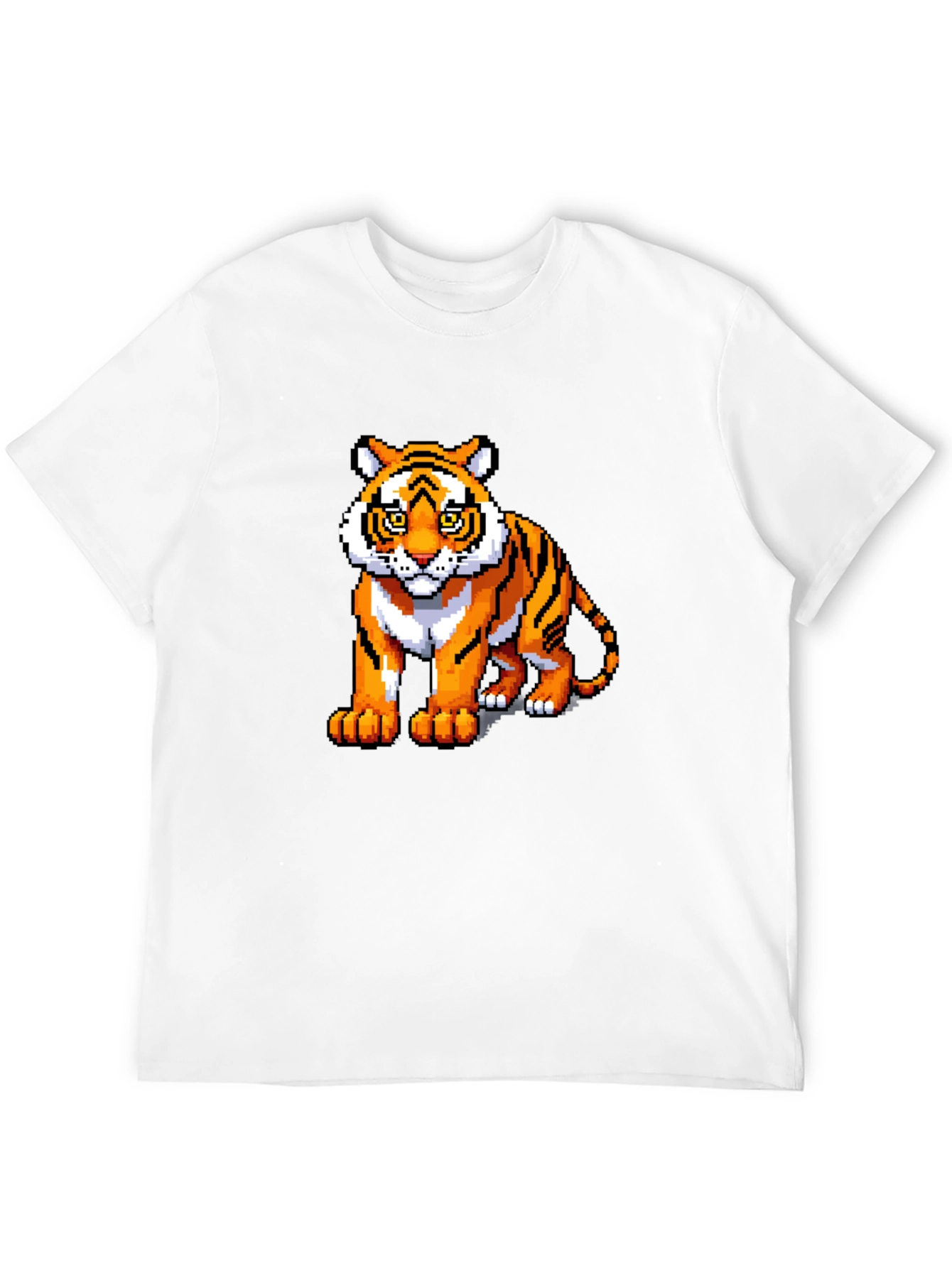 Black Pixel Tiger Graphic Tee - Black Cotton Shirt view 12