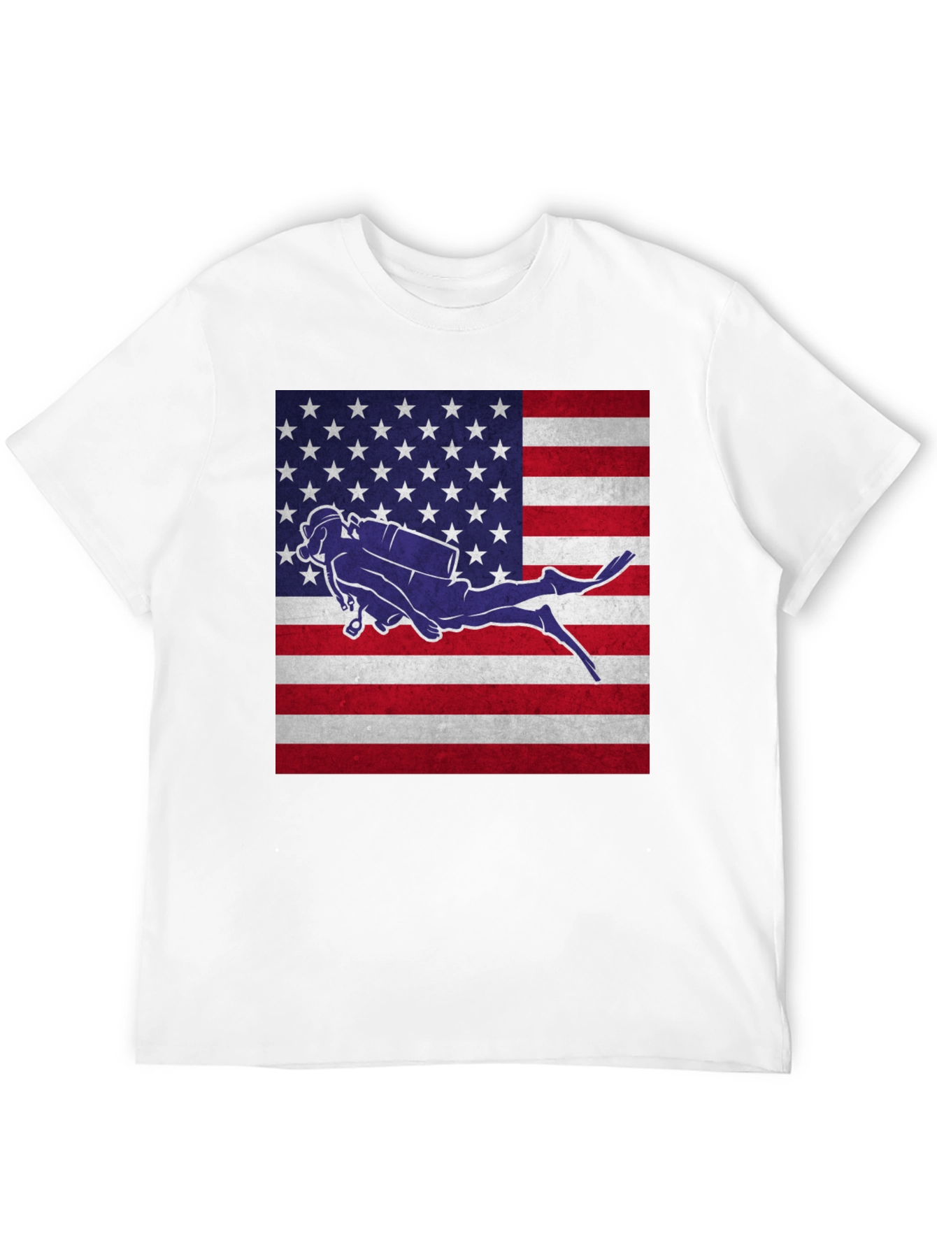 USA Flag Scuba Diver T-Shirt - Patriotic Dive Apparel - 12