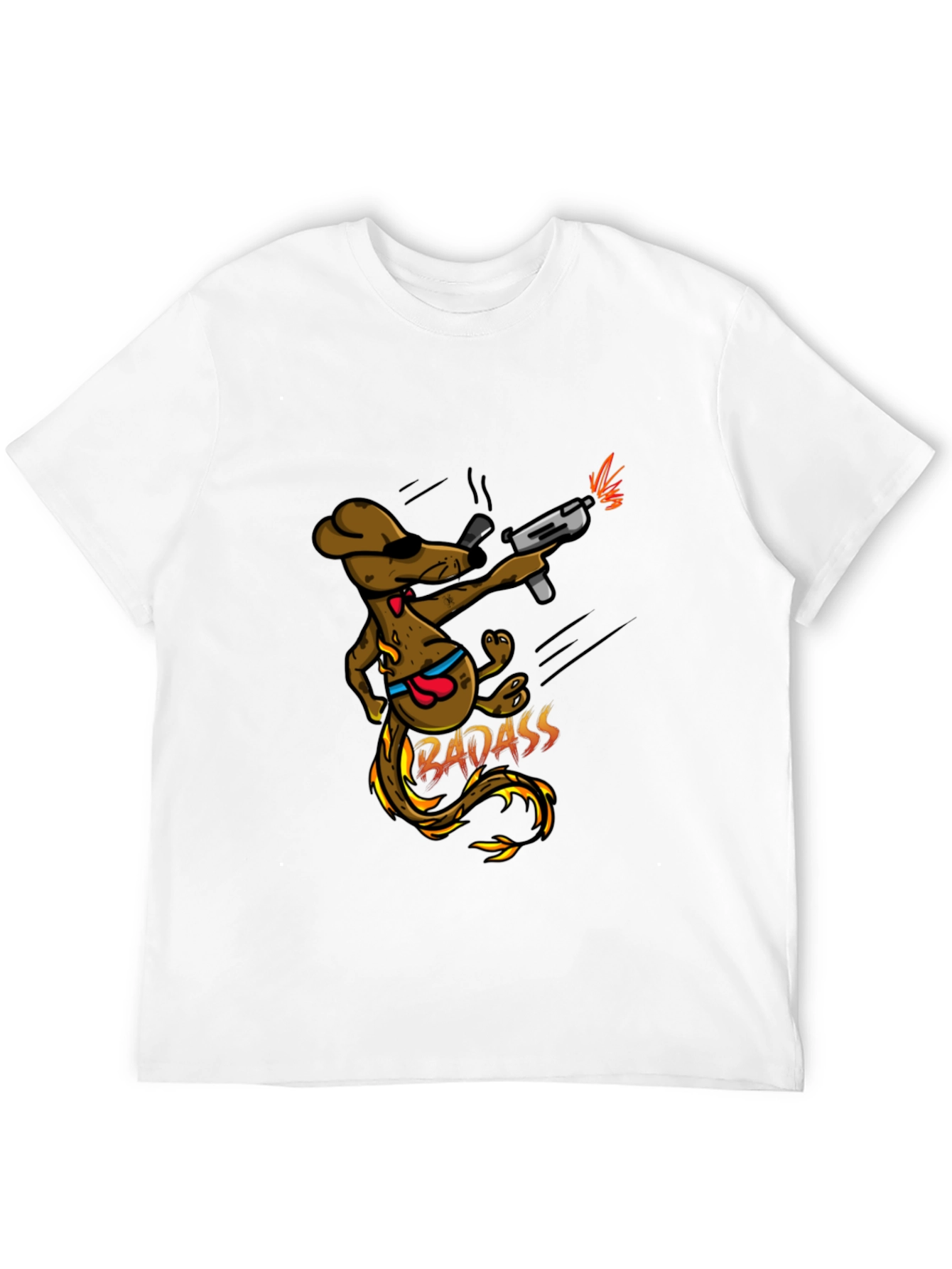 Black Badass Dog with Gun Black T-Shirt view 12