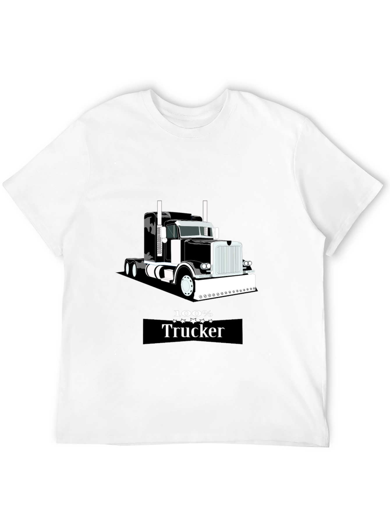Black 100% Trucker Graphic Tee - Black Cotton Blend view 12