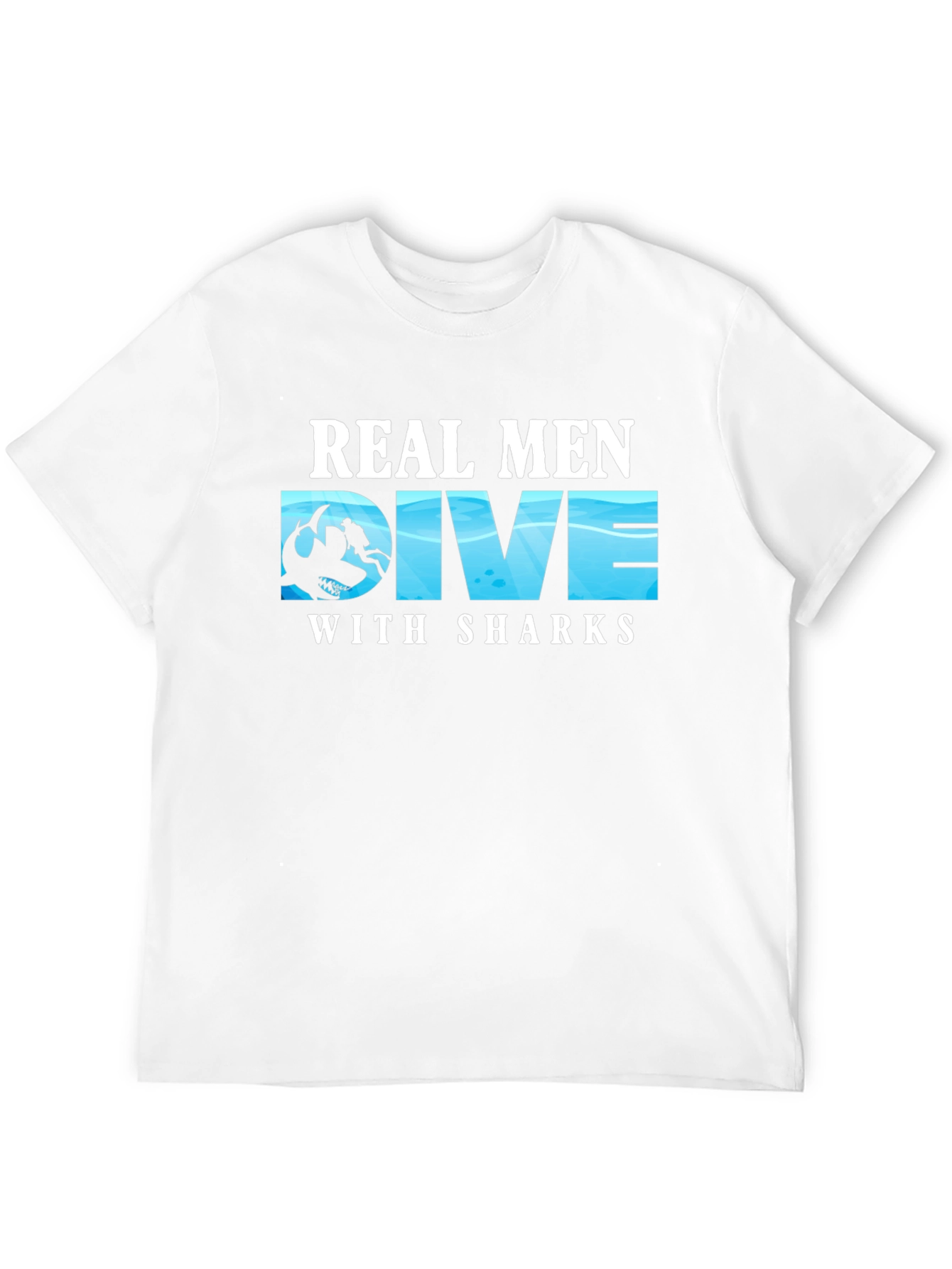 Black Real Men Dive With Sharks T-Shirt view 12