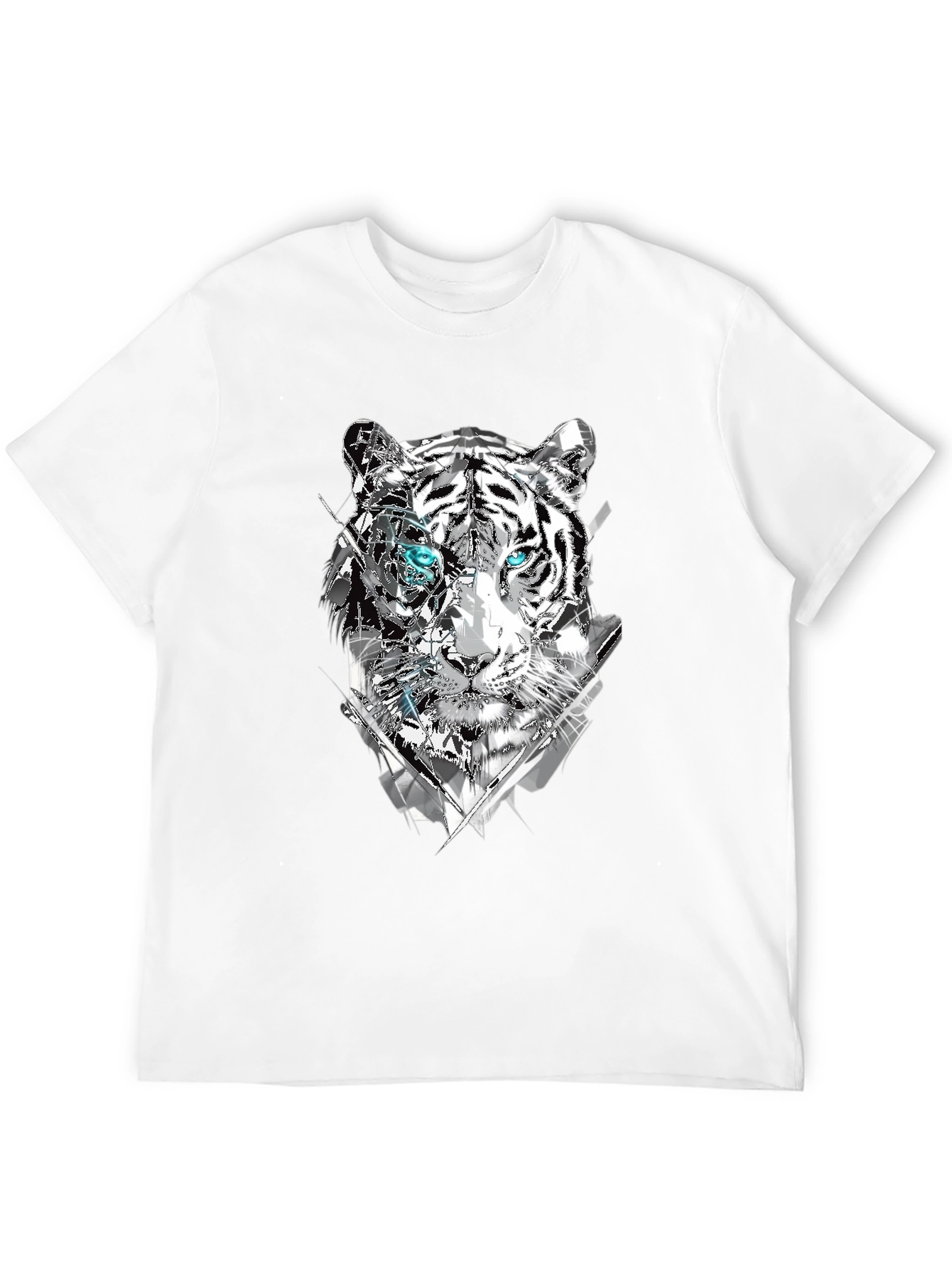 Black Abstract Tiger Graphic Print Tee - Men's Black T-Shirt view 12