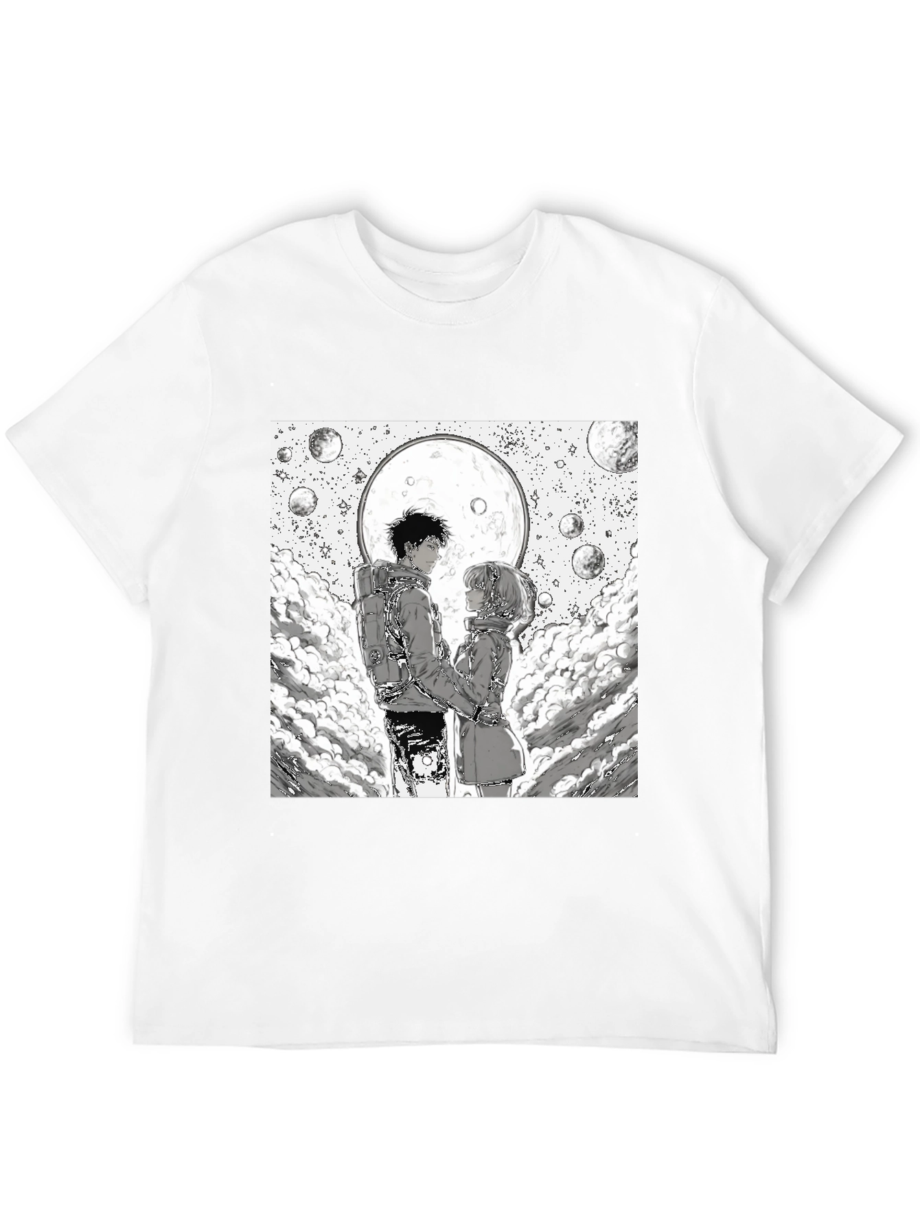 Black Anime Moon Lovers Graphic Tee - Black view 12