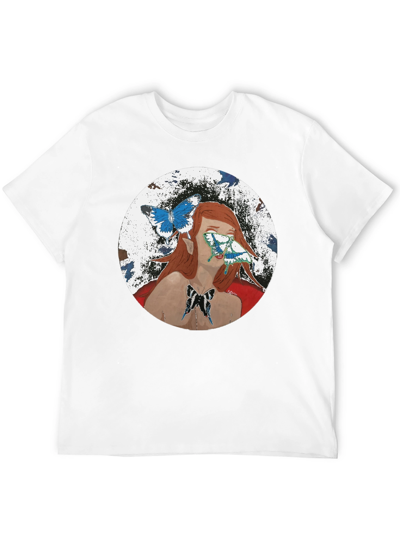 Black Butterfly Woman Graphic T-Shirt - Black view 12