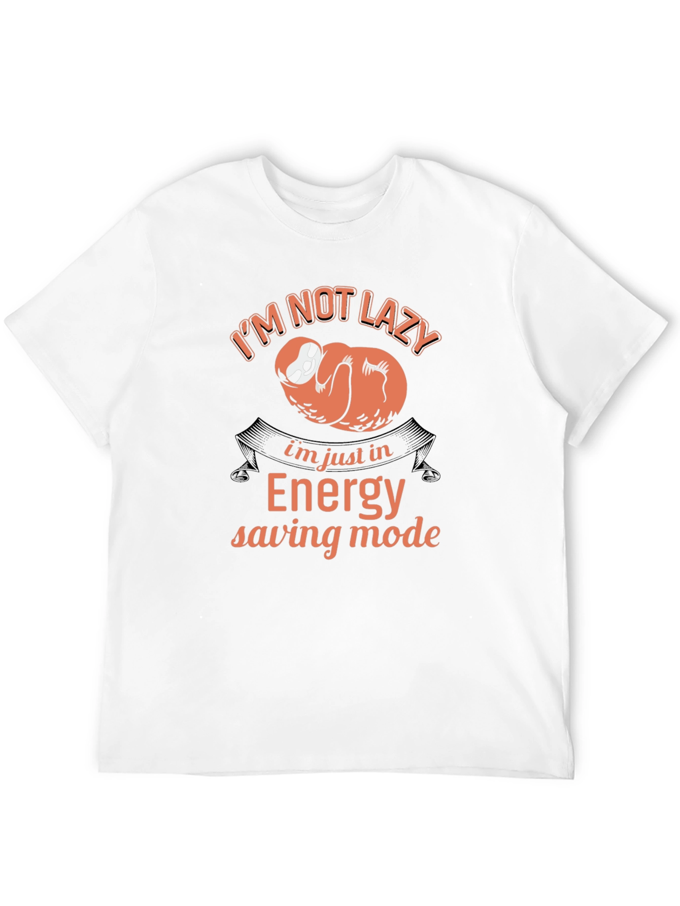 Black Funny Sloth 'Energy Saving Mode' Graphic T-Shirt view 12