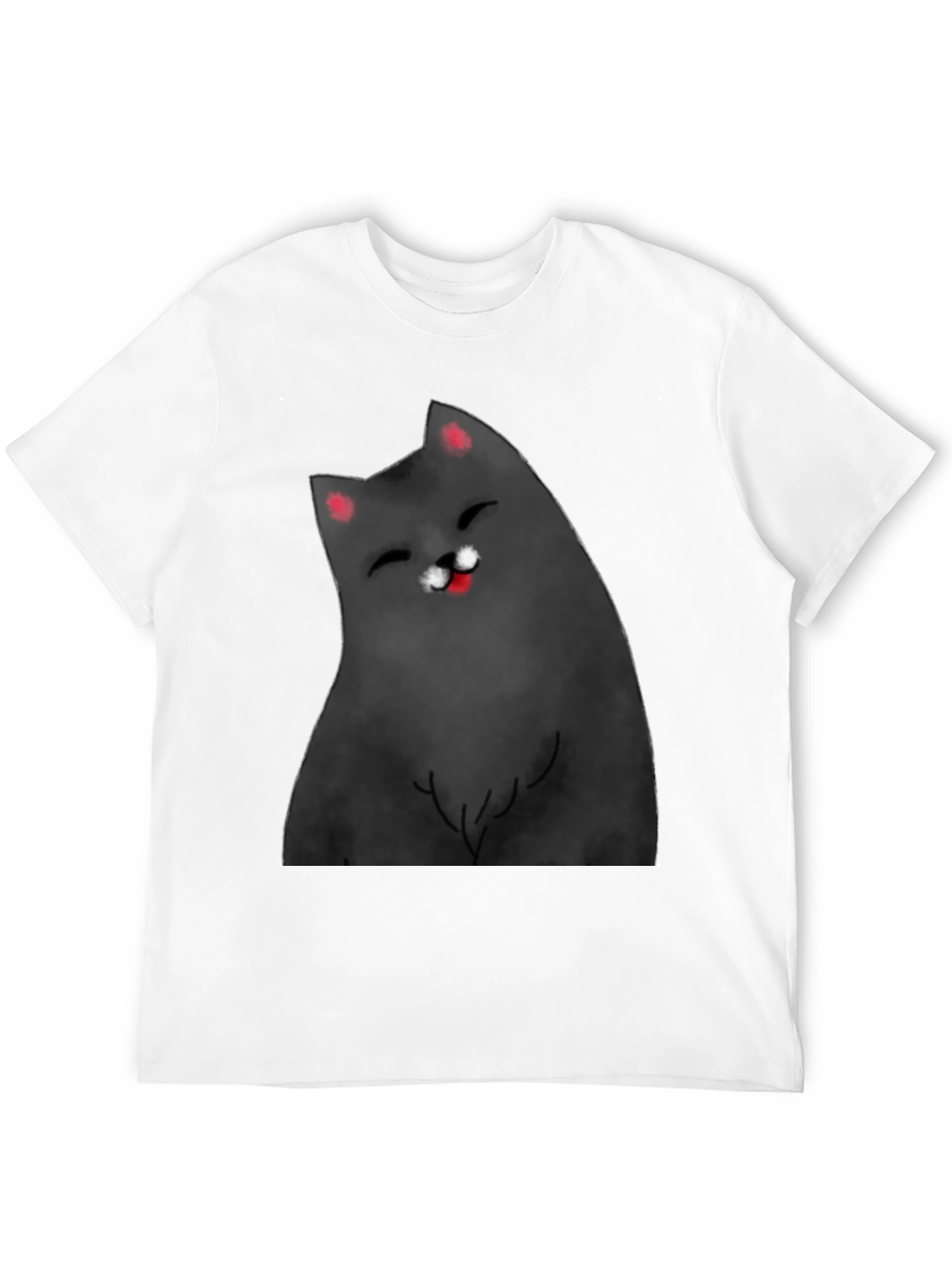Black Smiling Cat Graphic Tee - Black Cotton Blend Shirt view 12