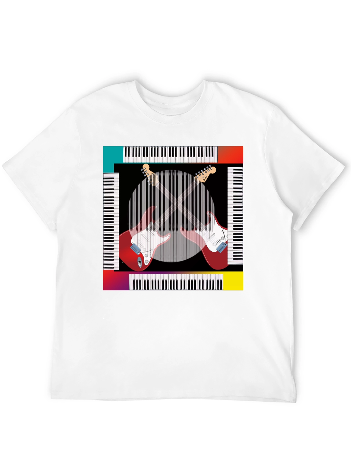 Black Music Lover Tee: Guitar & Piano Design view 12