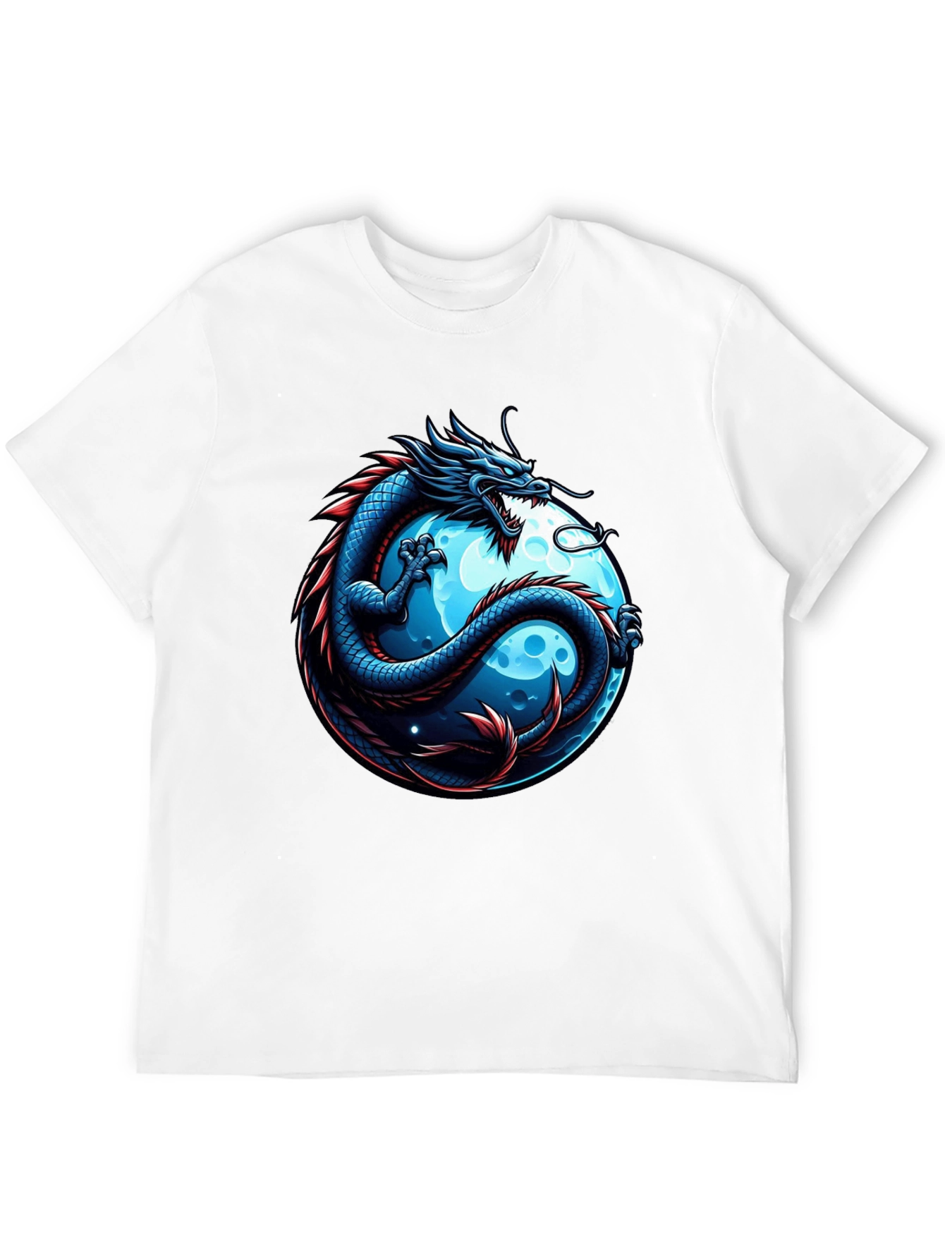 Black Dragon & Moon Graphic T-Shirt - Men's Black Tee view 12