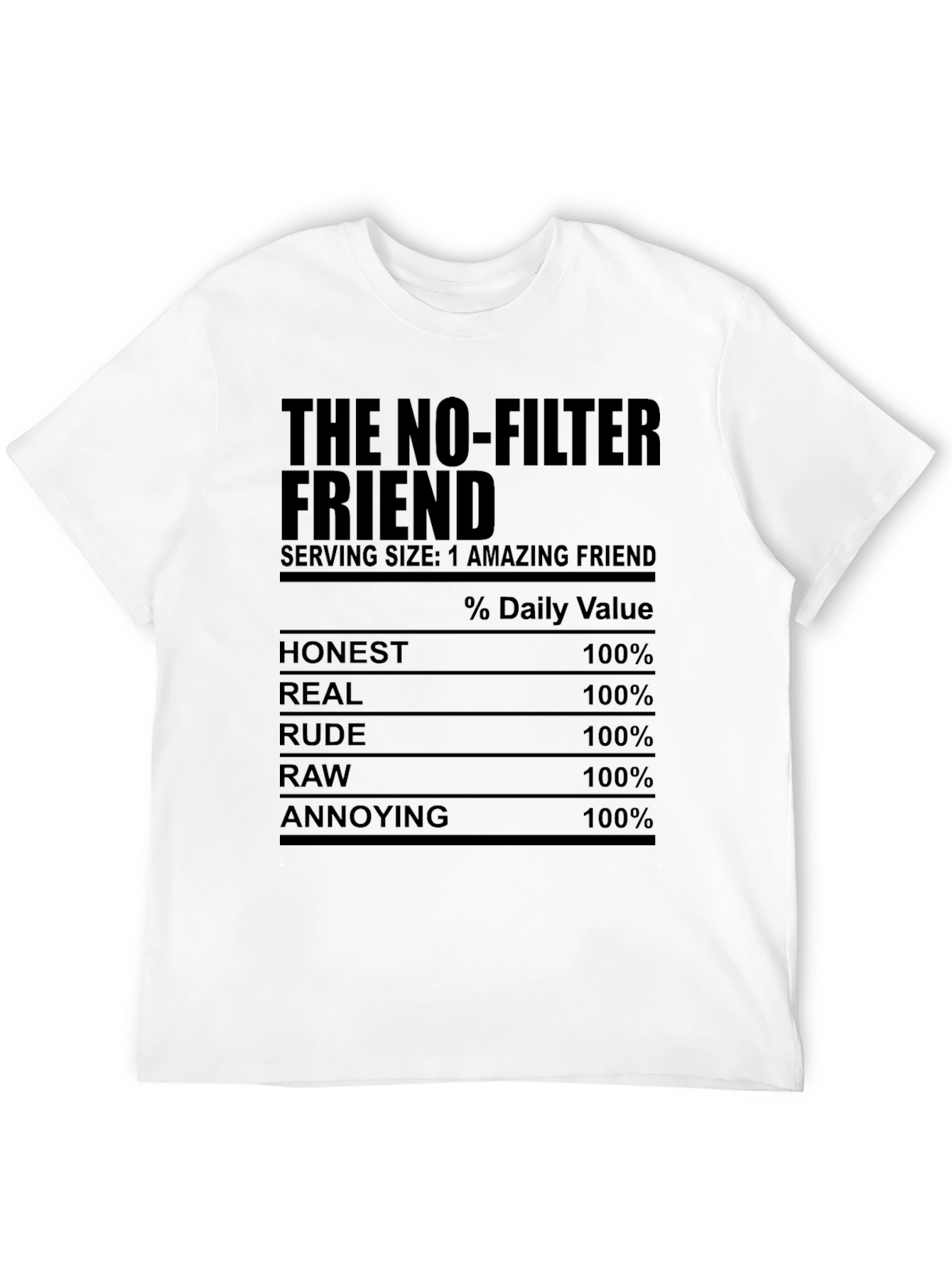 Black The No-Filter Friend Novelty Graphic T-Shirt view 12