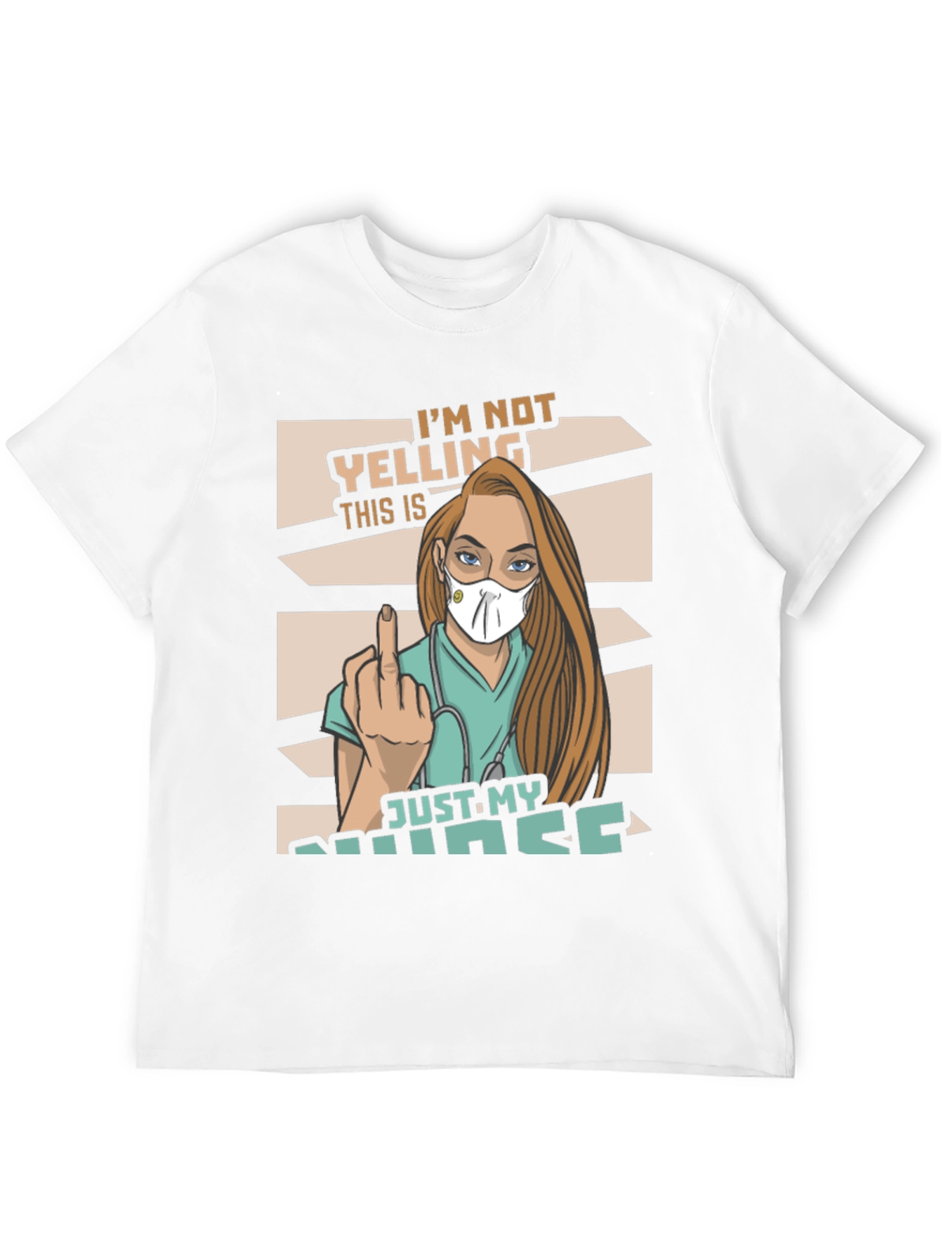 Black I'm Not Yelling Nurse Graphic T-Shirt view 12