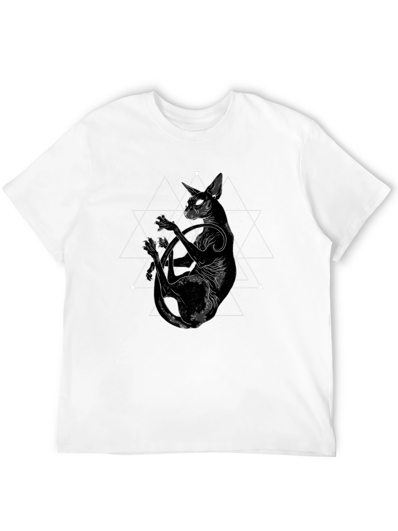 Black Mystic Cat Graphic Tee - Black Cotton Blend view 12