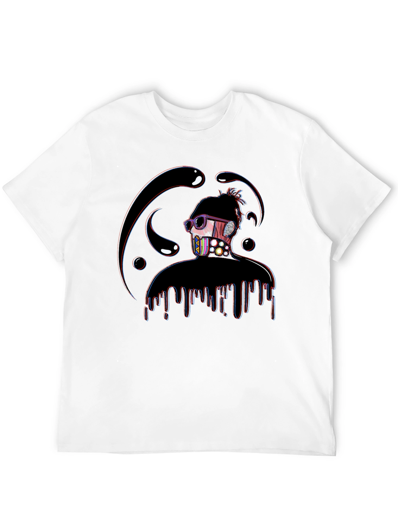 Black Abstract Dripping Figure Graphic T-Shirt view 12