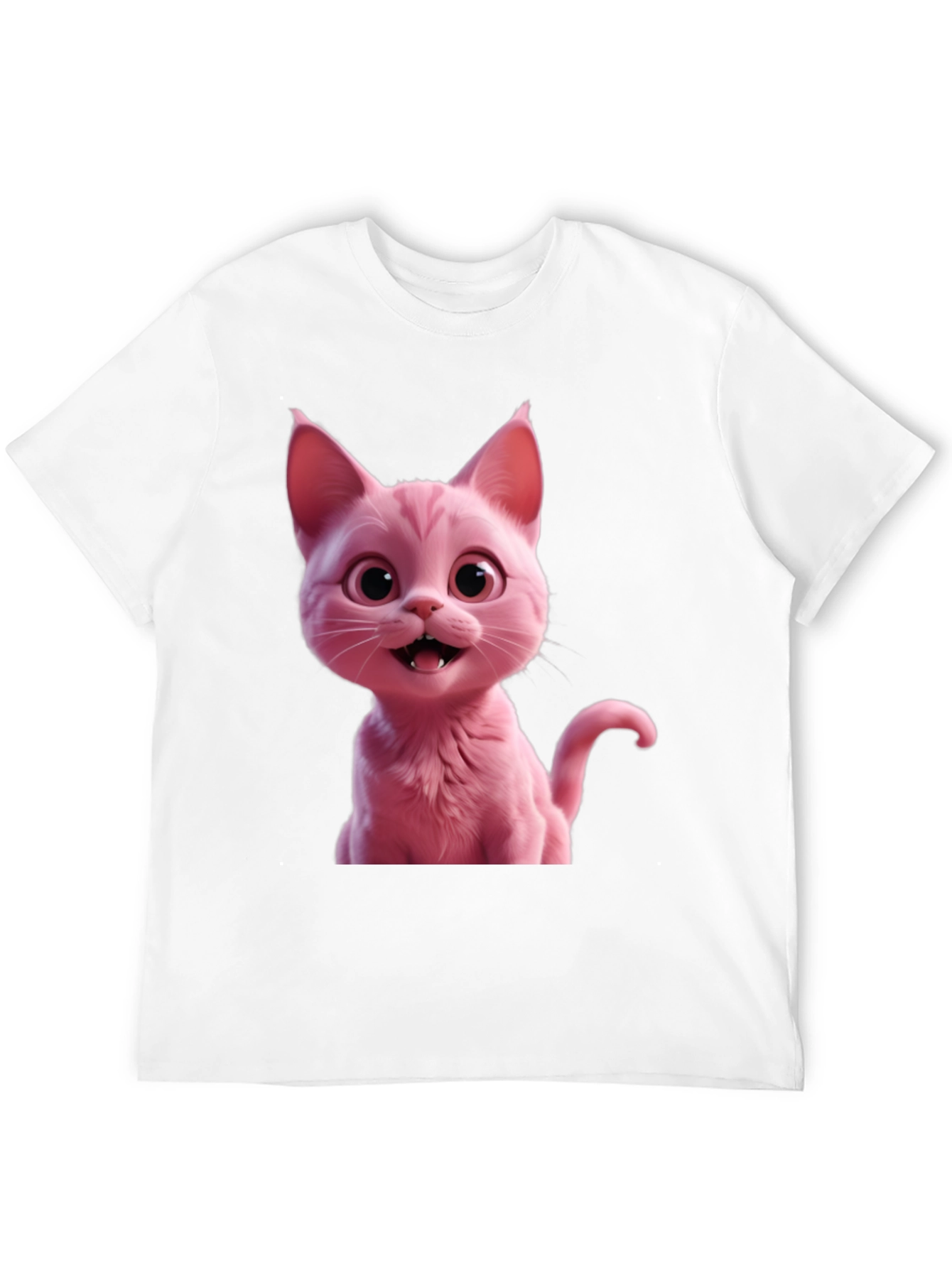 Black Pink Cat Graphic Tee - Black Unisex T-Shirt view 12