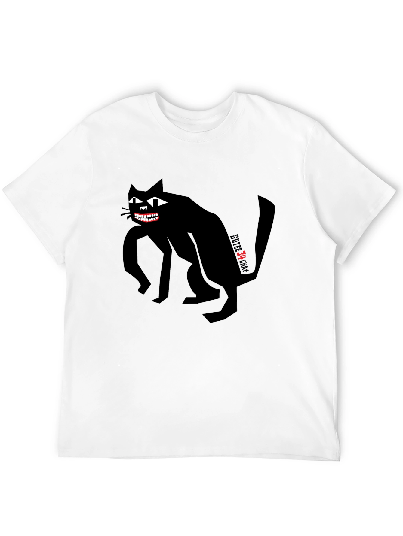 Black Creepy Cat Graphic Tee - Men's Black T-Shirt view 12