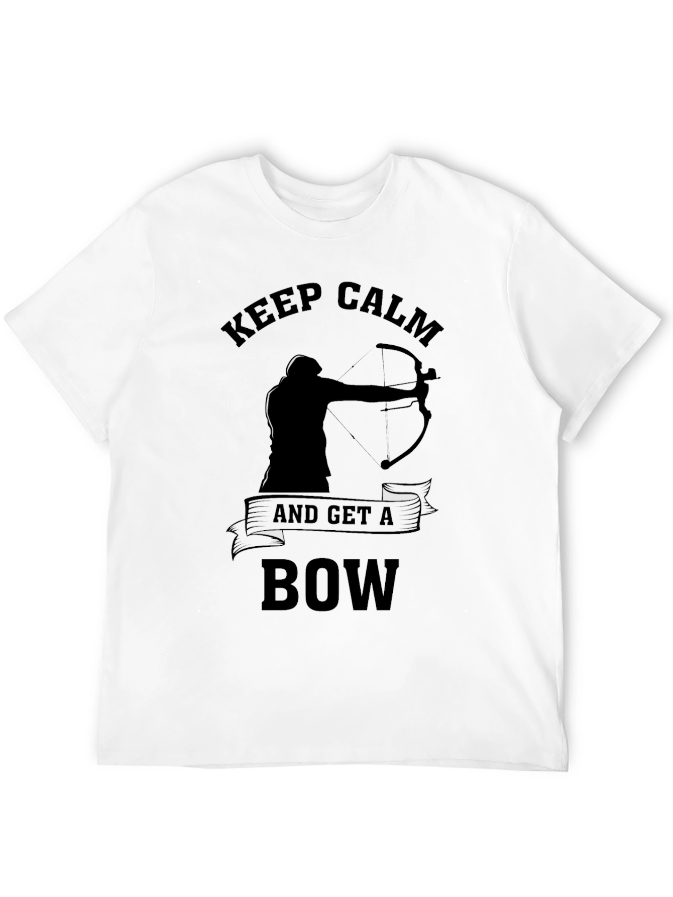 Black Keep Calm & Get a Bow T-Shirt, Archery Design view 12