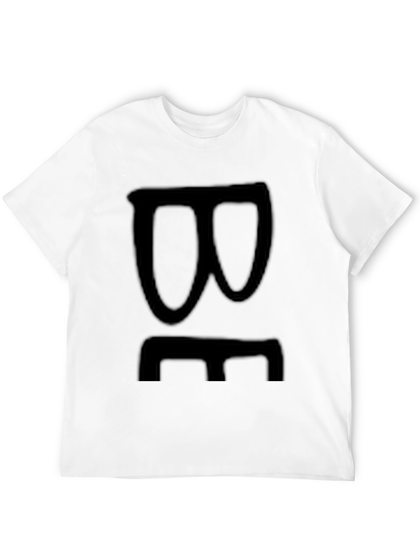 Black Black Graphic Tee with Abstract Face Design view 12
