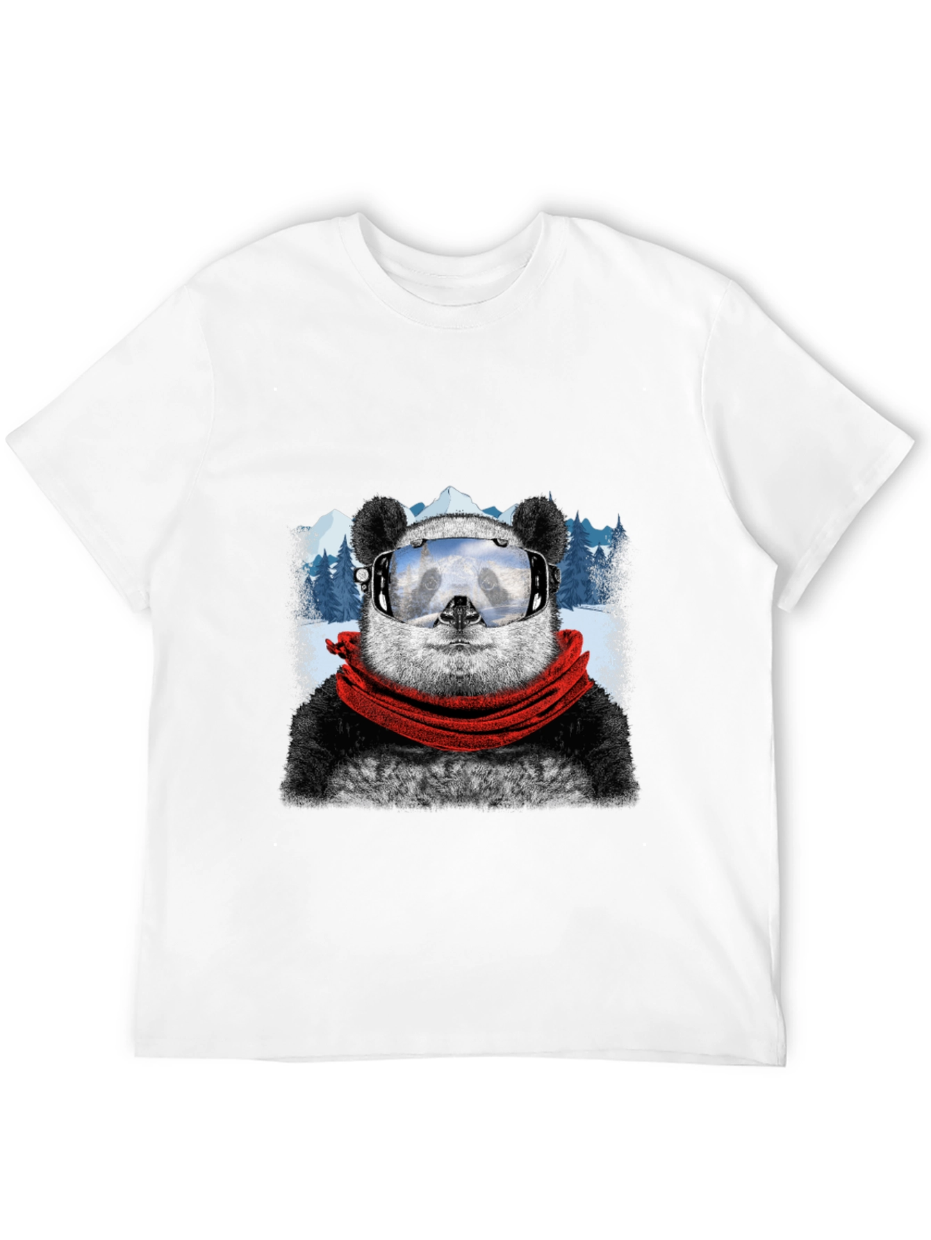 Black Panda Skiing T-Shirt - Cool Graphic Tee view 12