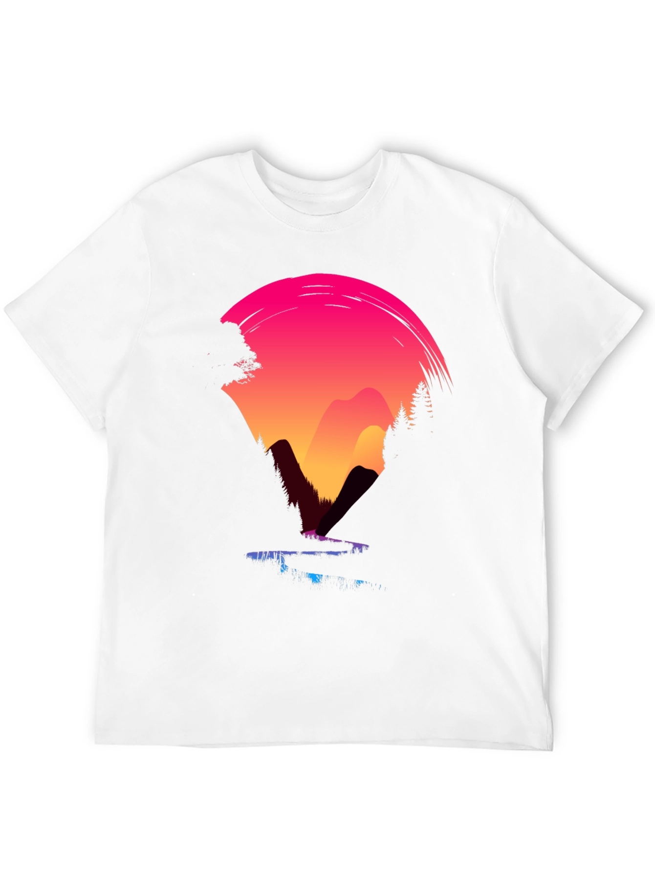 Black Sunset Mountain Graphic Tee - Black Casual Shirt view 12