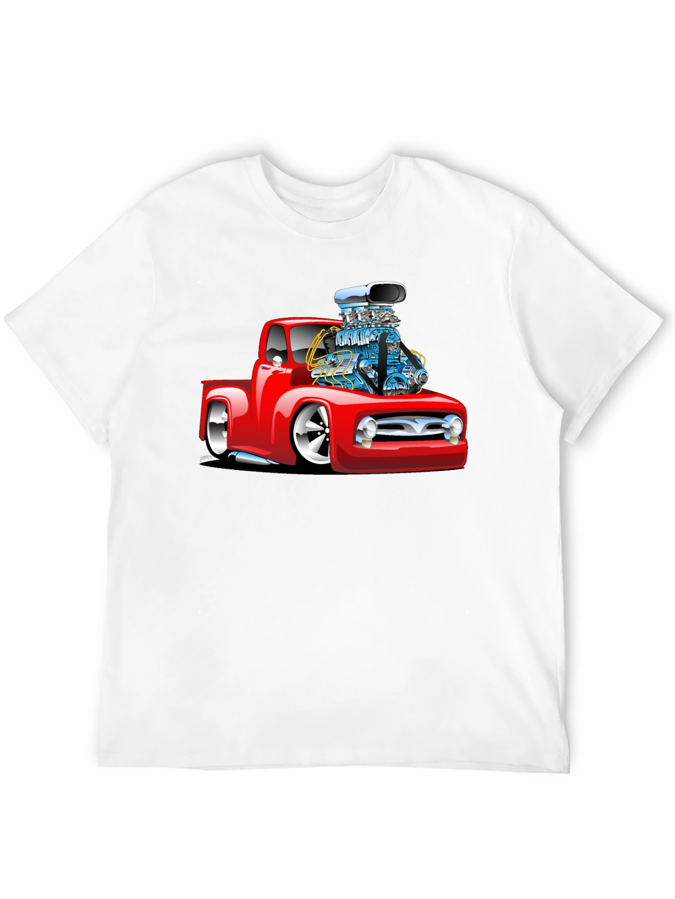 Black Red Hot Rod Truck Graphic Tee - Black view 12