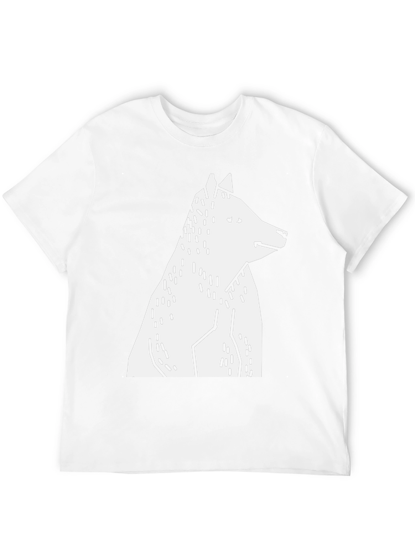 Black Abstract Geometric Wolf Graphic Tee - Black Cotton T-Shirt view 12