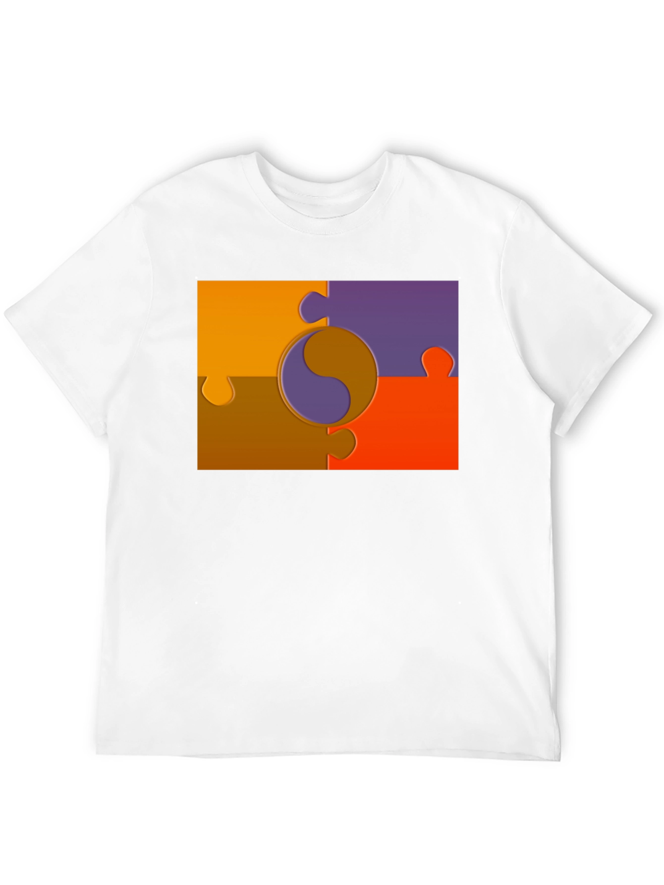 Black Yin Yang Puzzle Piece Graphic T-Shirt view 12