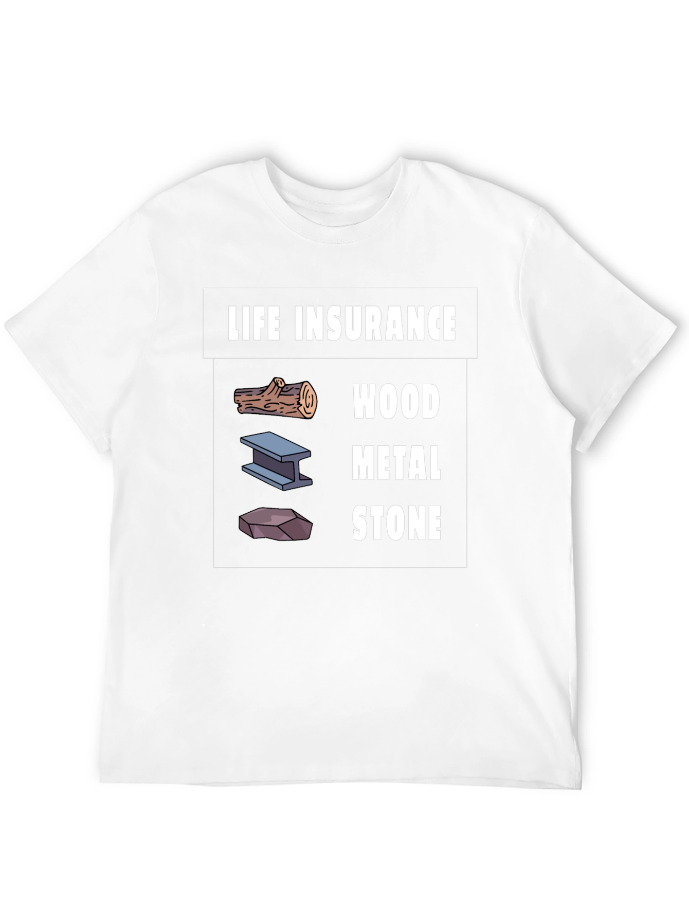 Black Life Insurance Wood Metal Stone Graphic T-Shirt view 12