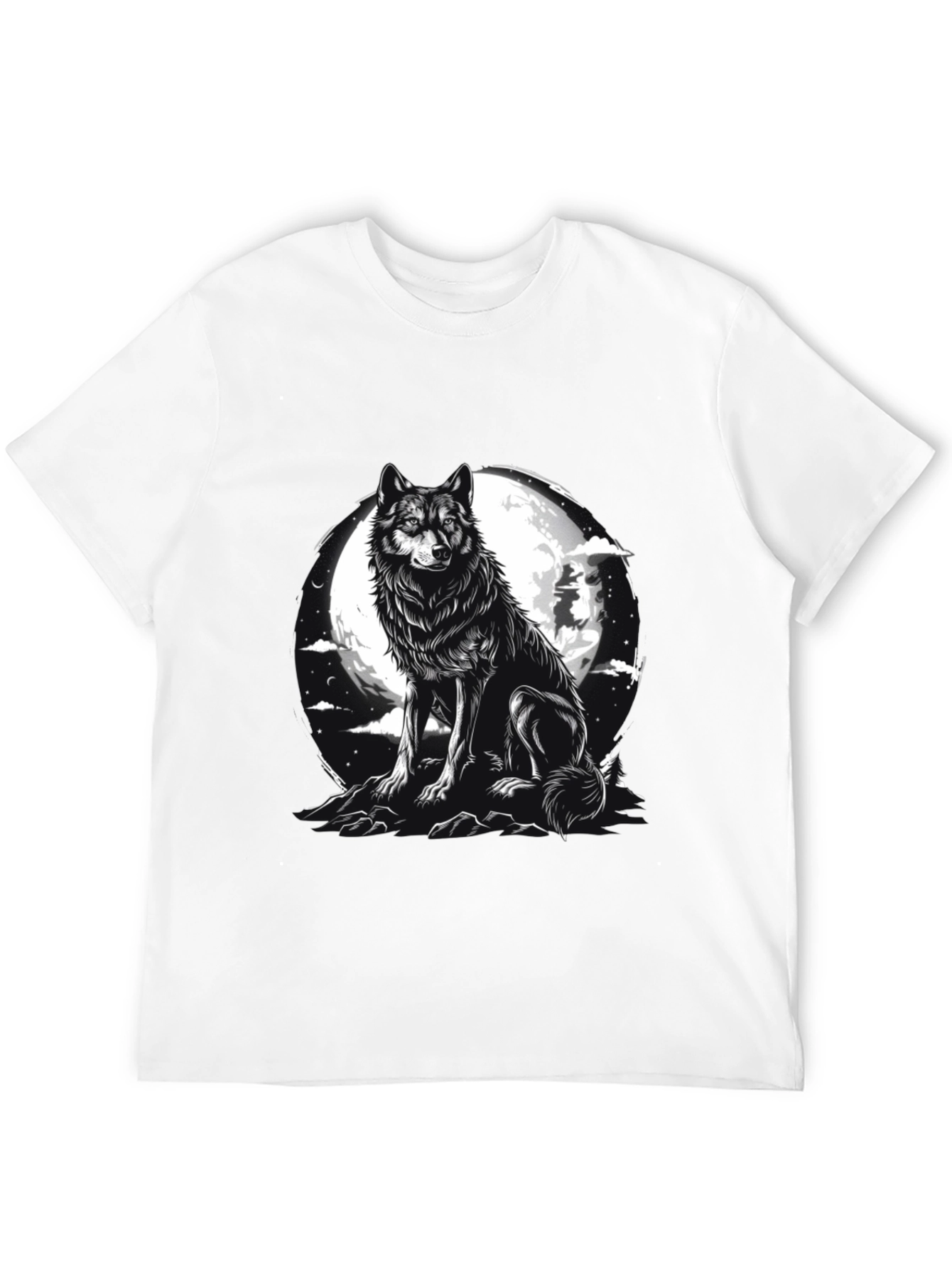 Black Wolf Moon Graphic Tee - Black Cotton Blend view 12