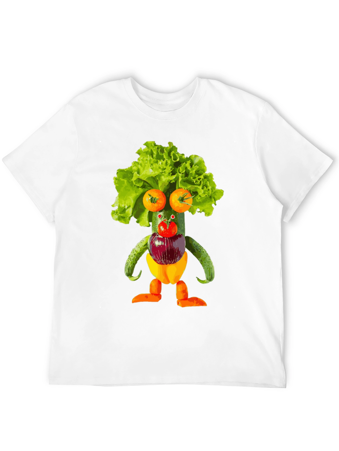 Black Whimsical Vegetable Art T-Shirt - Unique Foodie Fashion view 12