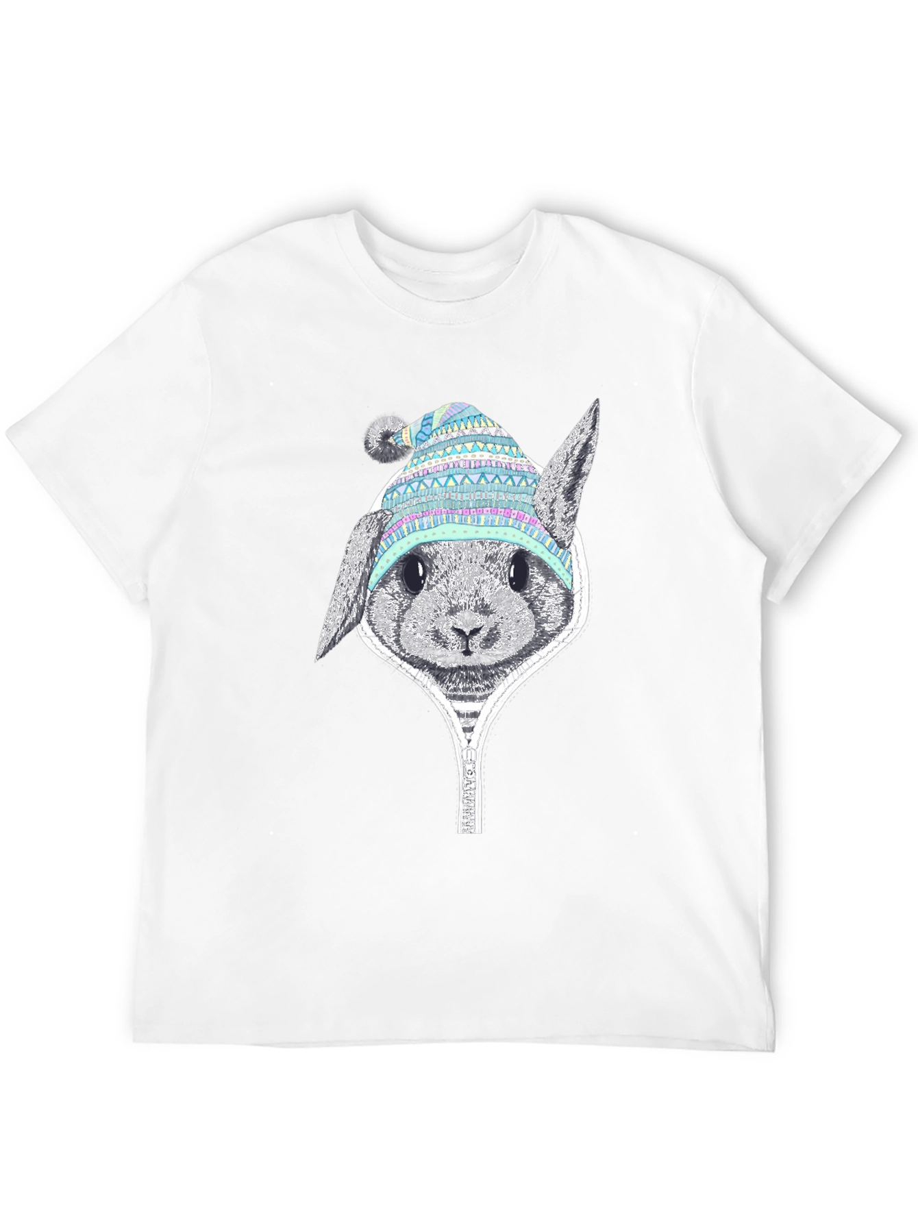 Rabbit Hat Graphic Tee - Soft Cotton Casual Wear - 12