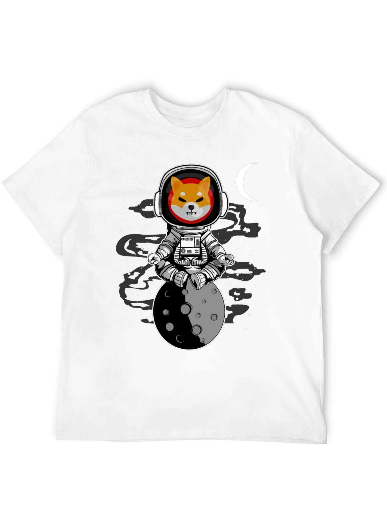 Black Shiba Inu Astronaut T-Shirt - Moon Meditation view 12