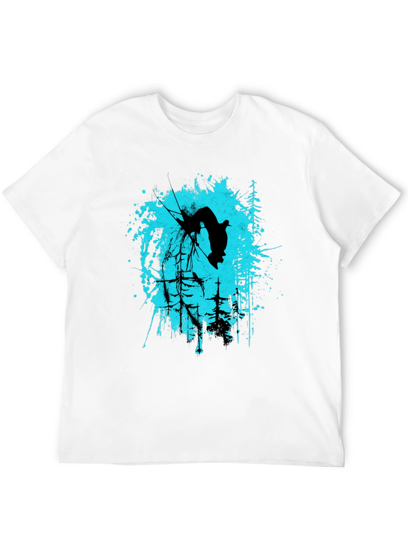 Black Black T-Shirt with Skier Graphic Design view 12