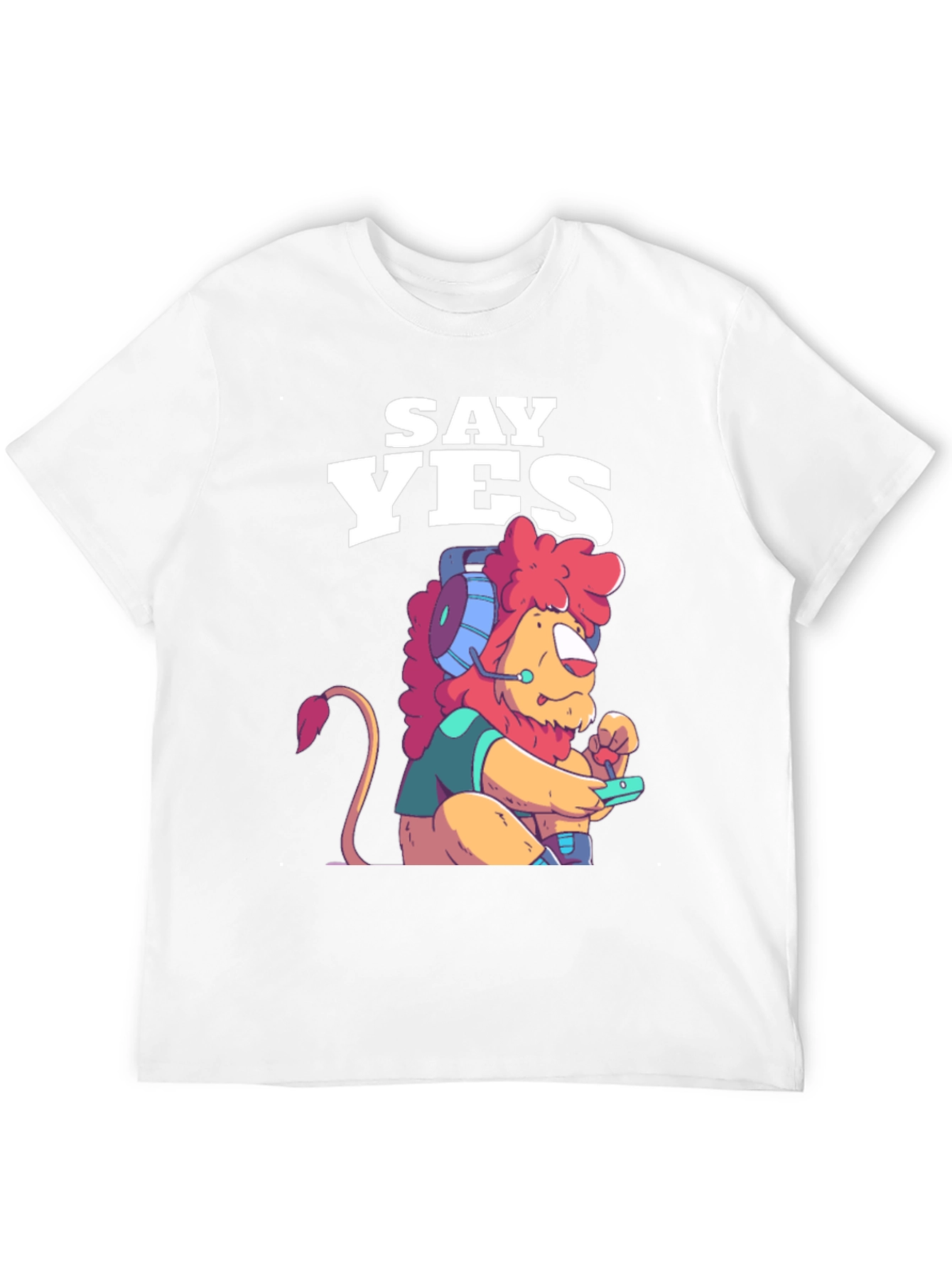 Black Say Yes Lion Gamer Graphic Tee - Black view 12