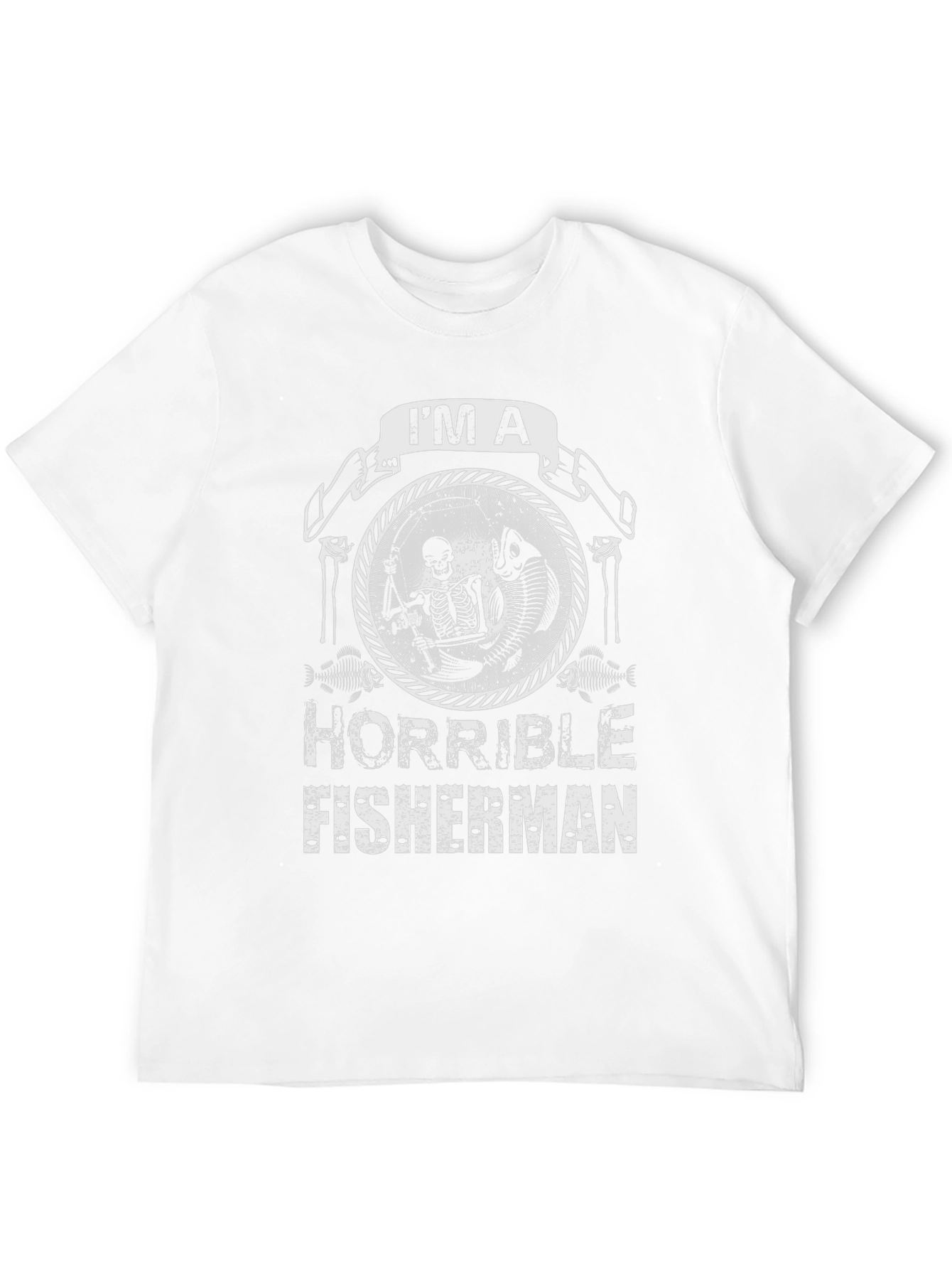 Black Horrible Fisherman Skeleton Graphic T-Shirt view 12