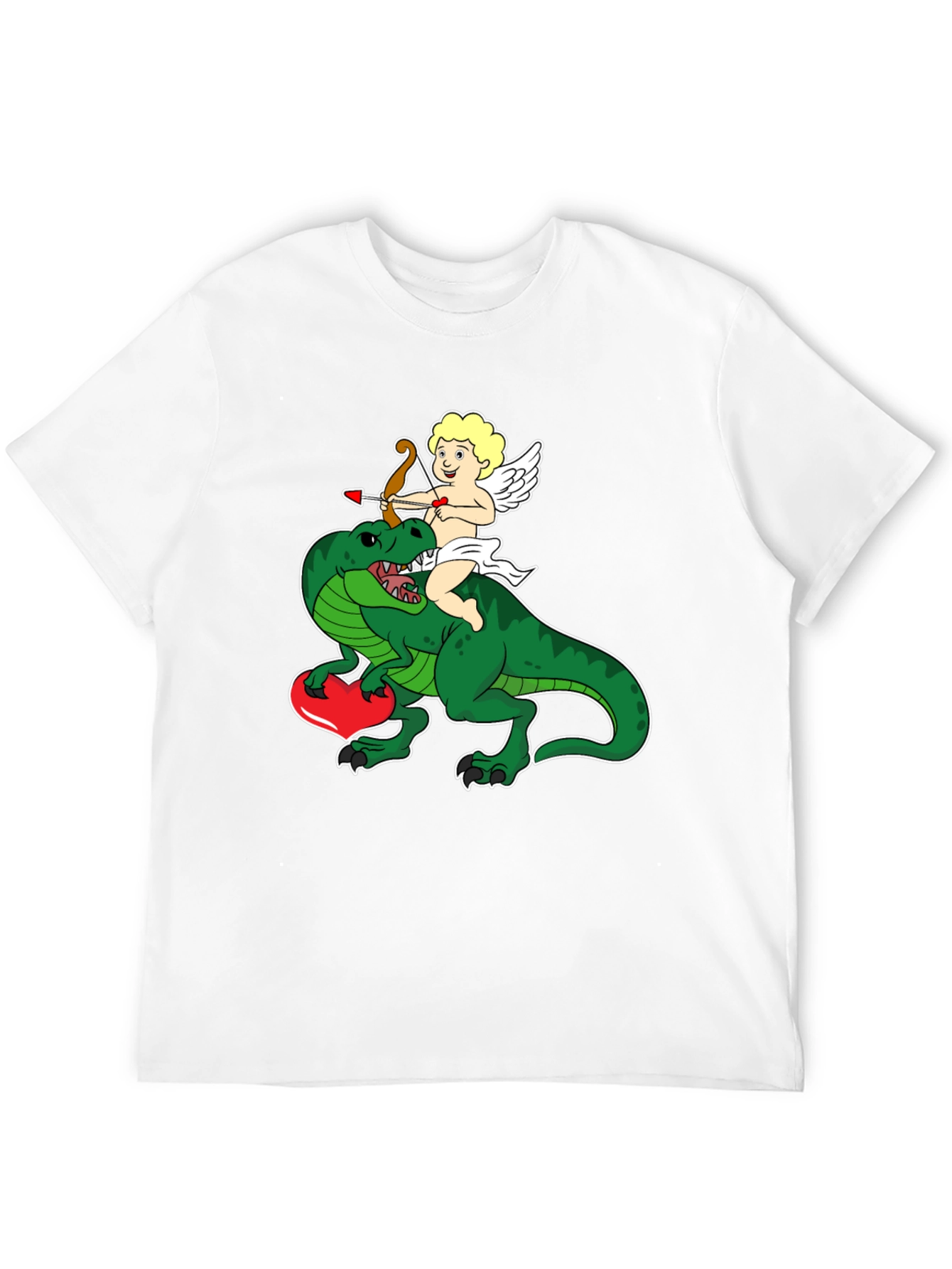 Black Cupid Riding Dinosaur T-Shirt - Valentine's Day Love Tee view 12