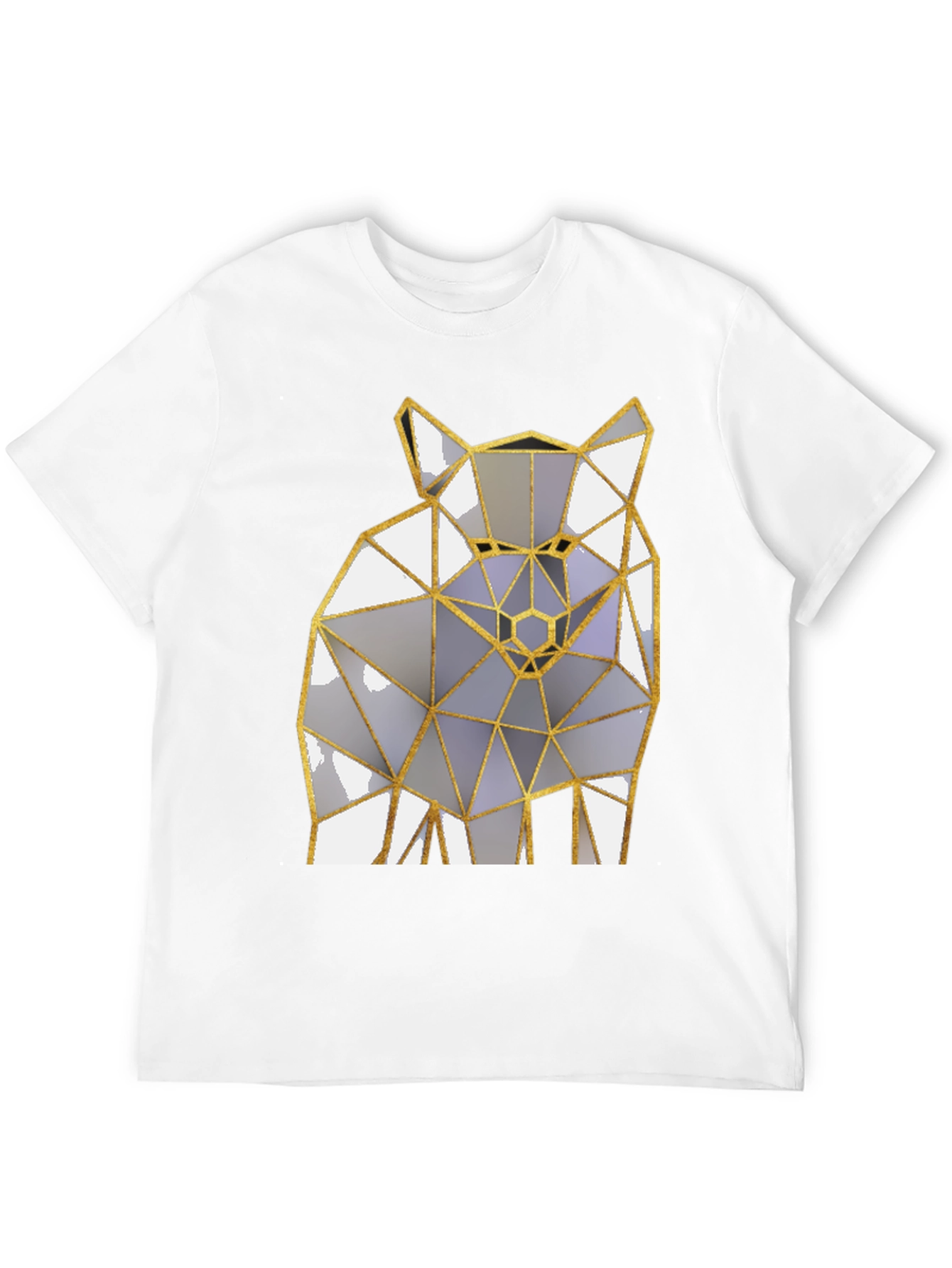 Black Geometric Wolf Graphic Tee - Modern Men's Black T-Shirt view 12