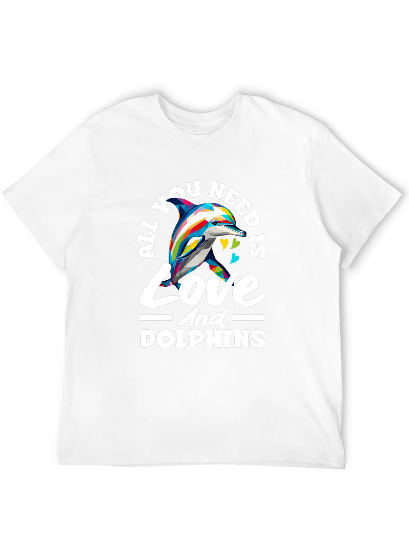 Black All You Need Is Love And Dolphins T-Shirt view 12