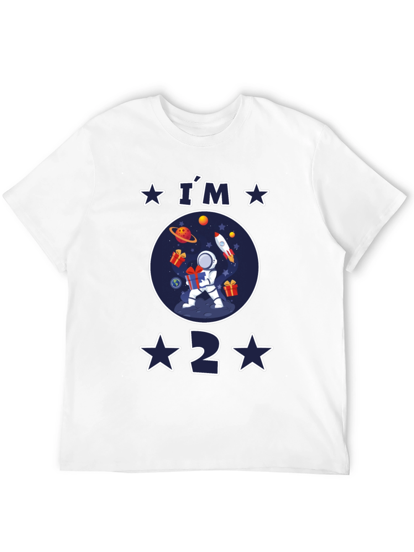 Black I'm 2 Birthday Space Astronaut T-Shirt view 12