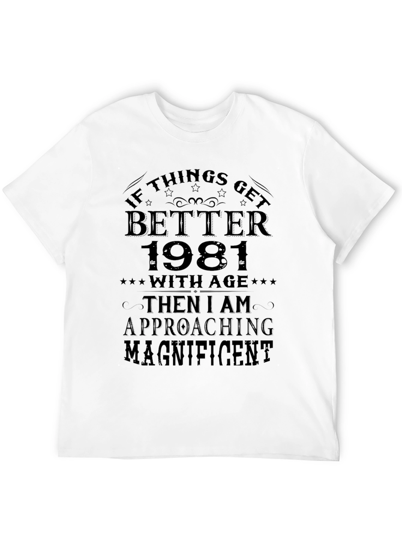 Black Funny 1981 Birthday T-Shirt - Approaching Magnificent! view 12