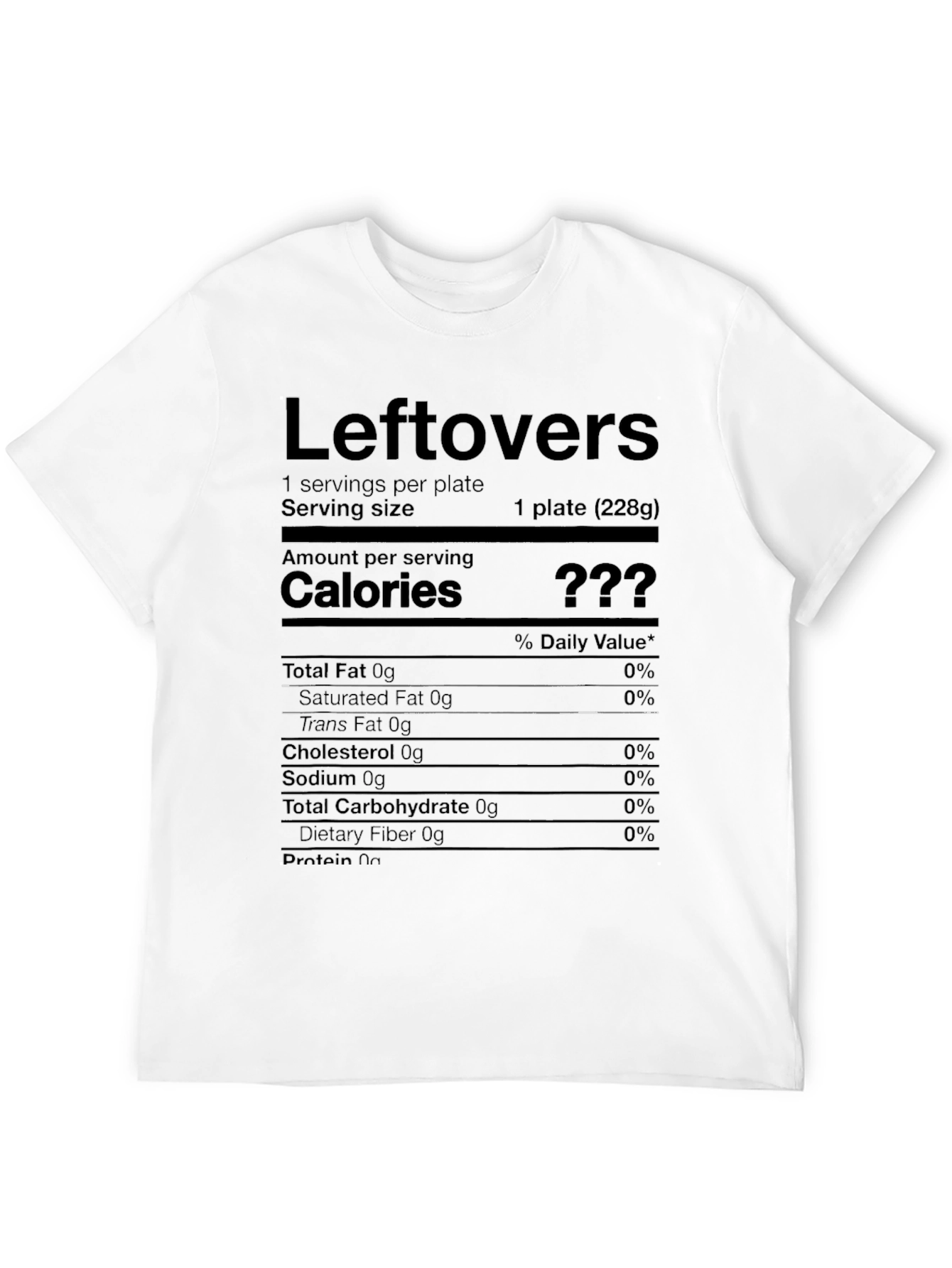 Black Leftovers Nutrition Facts T-Shirt - Funny Foodie Tee view 12